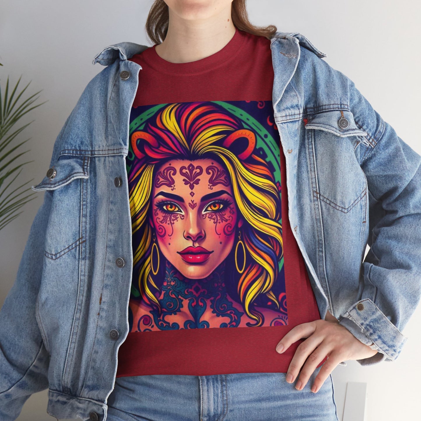 Unisex Heavy Cotton T-Shirt, Leo, Zodiac v1, Sexy Art