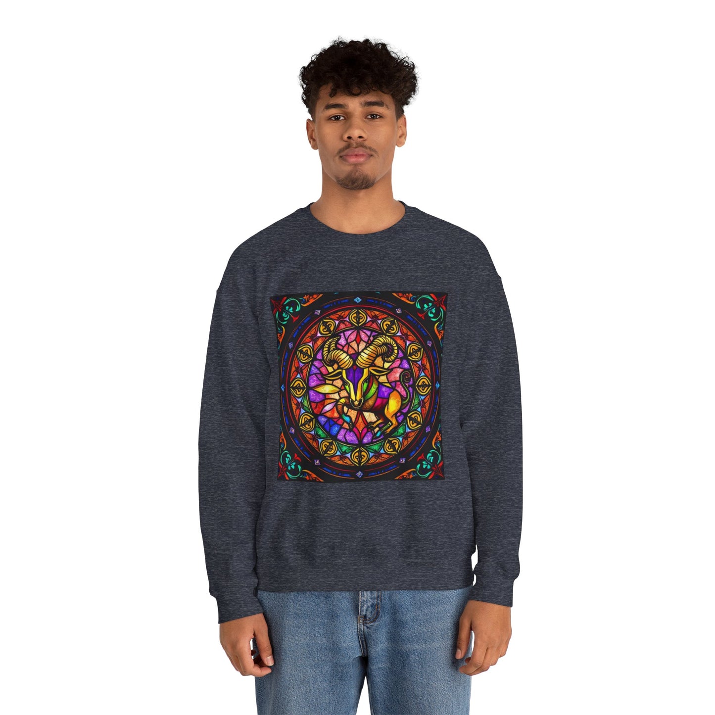 Unisex Heavy Blend™ Crewneck Sweatshirt, Glass 1, Taurus Zodiac Design