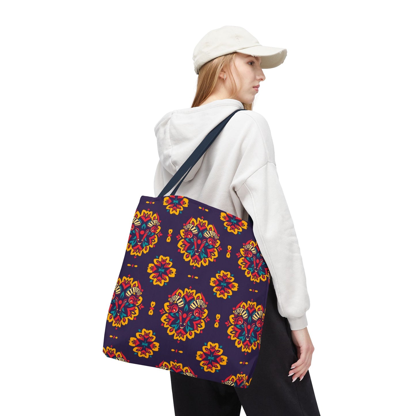 Tote Bag, (AOP), Taurus, Zodiac v6, Flower Pattern