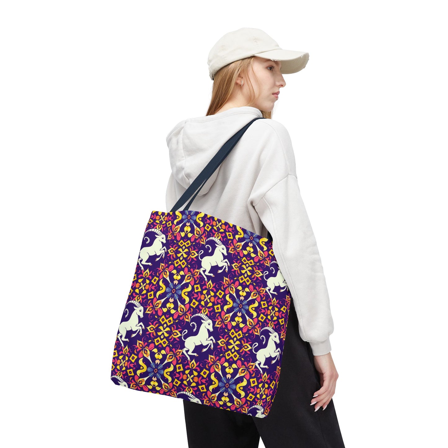 Tote Bag (AOP), Capricorn, Zodiac v2, Flower Pattern