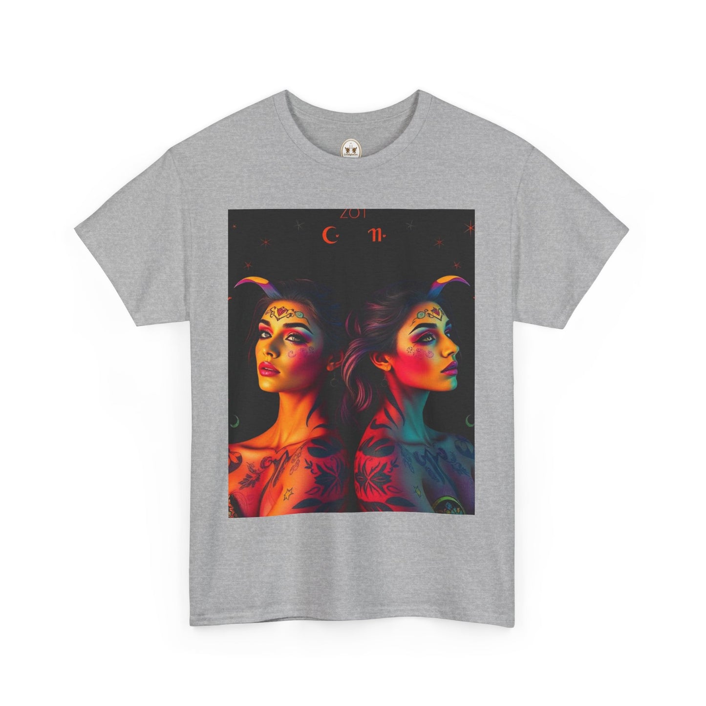 Unisex Heavy Cotton T-Shirt, Gemini, Zodiac, Sexy Art