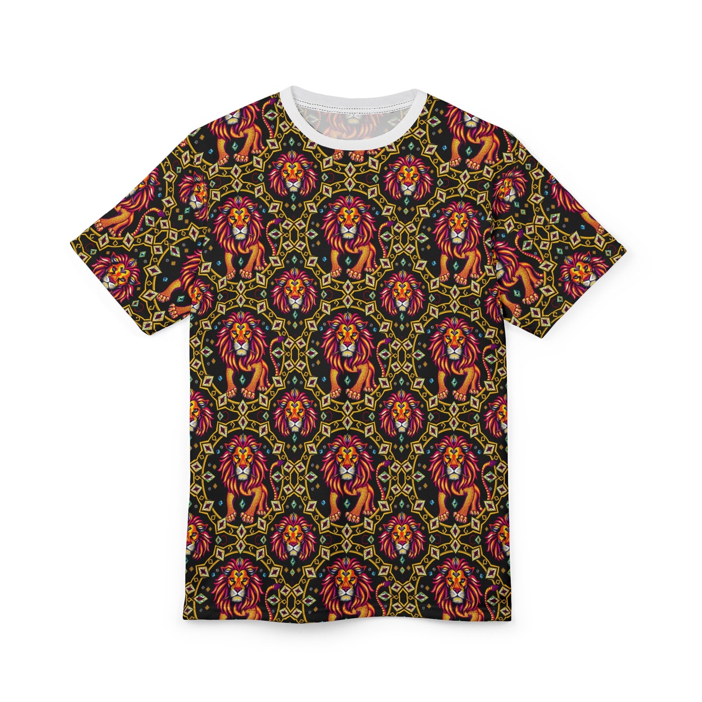 Unisex Cut & Sew T-Shirt, (AOP), Leo, Zodiac v2, Jewels Pattern