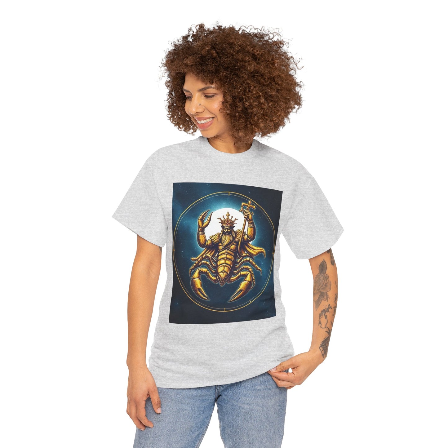 Unisex Heavy Cotton T-Shirt, Moon v1, Scorpio Zodiac Design