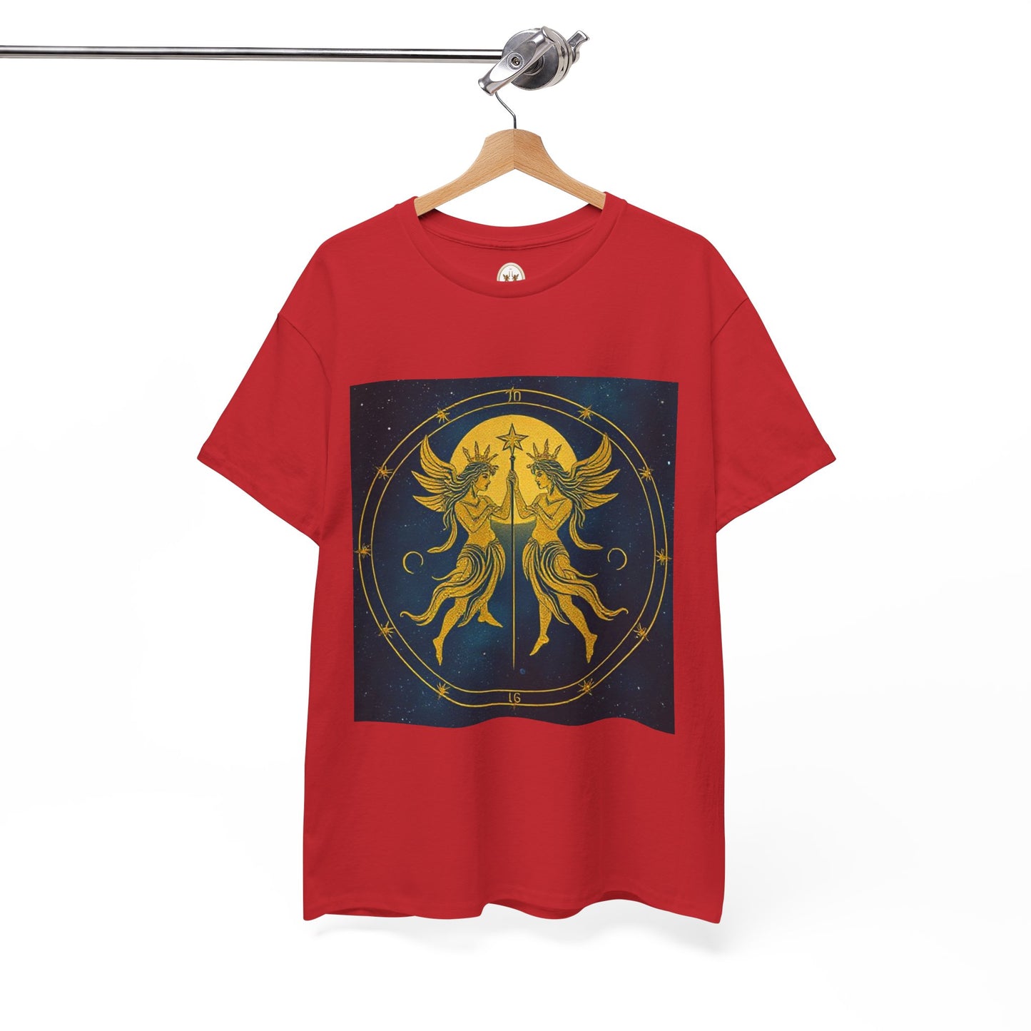 Unisex Heavy Cotton T-Shirt, Space Twins v3, Gemini Zodiac Design