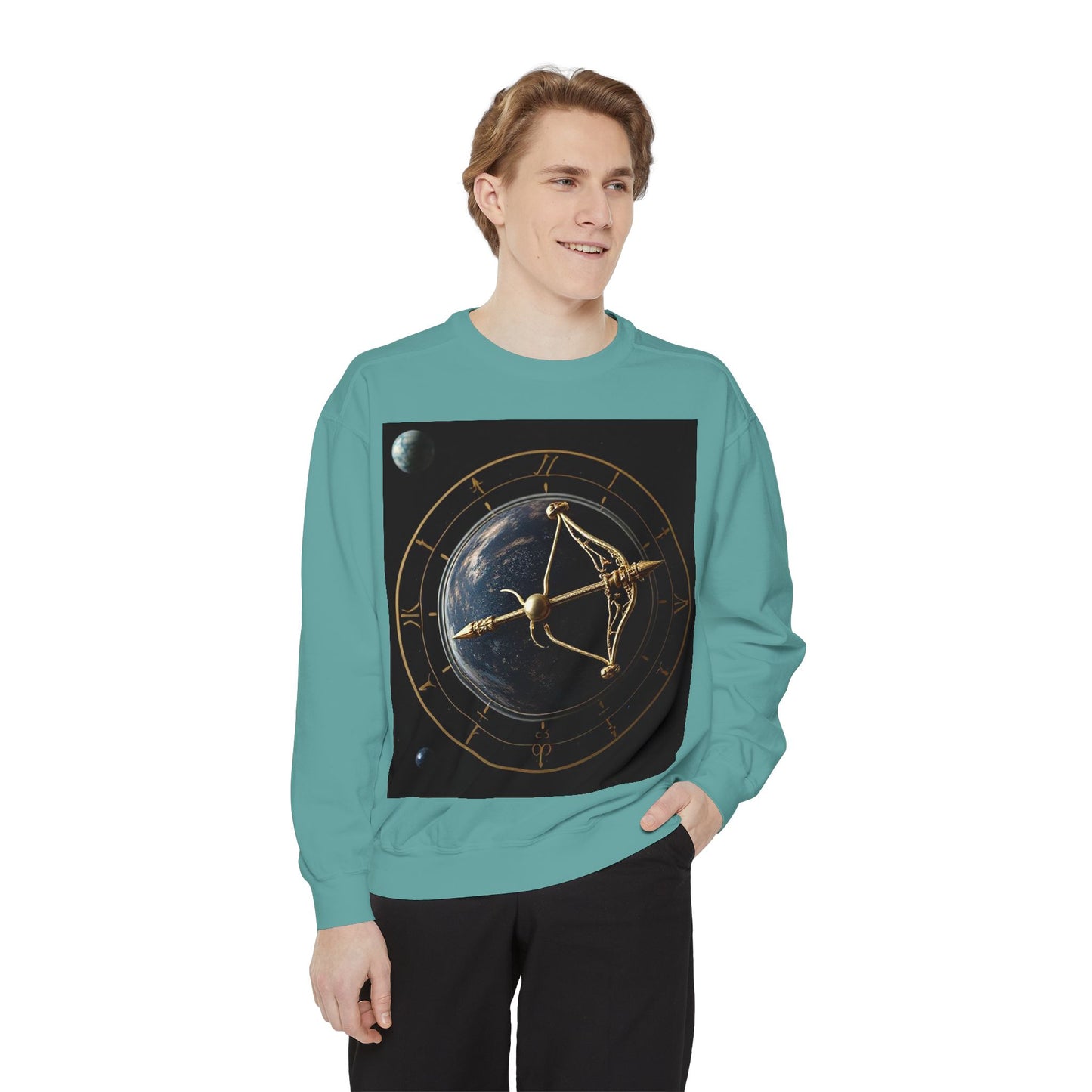 Garment-Dyed Sweatshirt, Unisex, Space Symbol Design v1, Sagittarius
