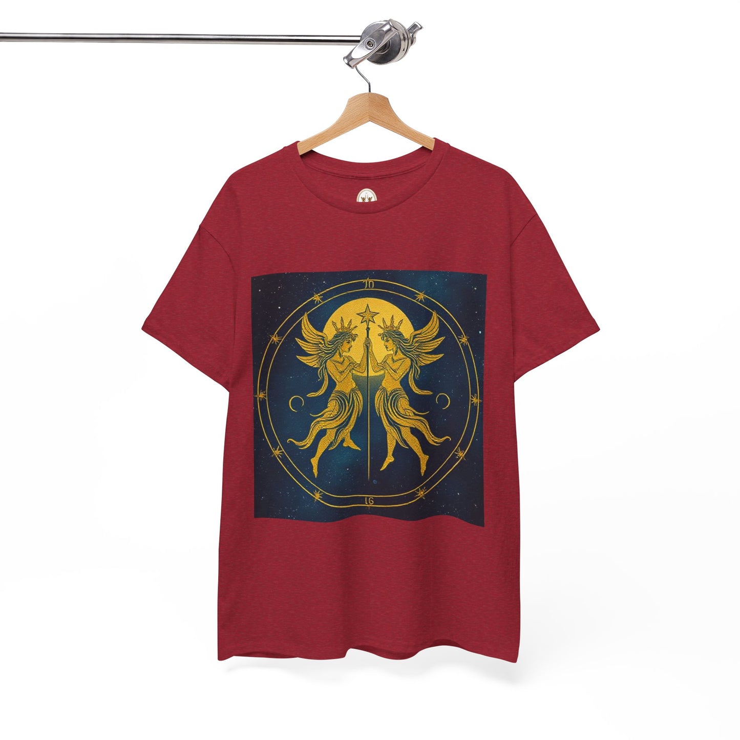 Unisex Heavy Cotton T-Shirt, Space Twins v3, Gemini Zodiac Design