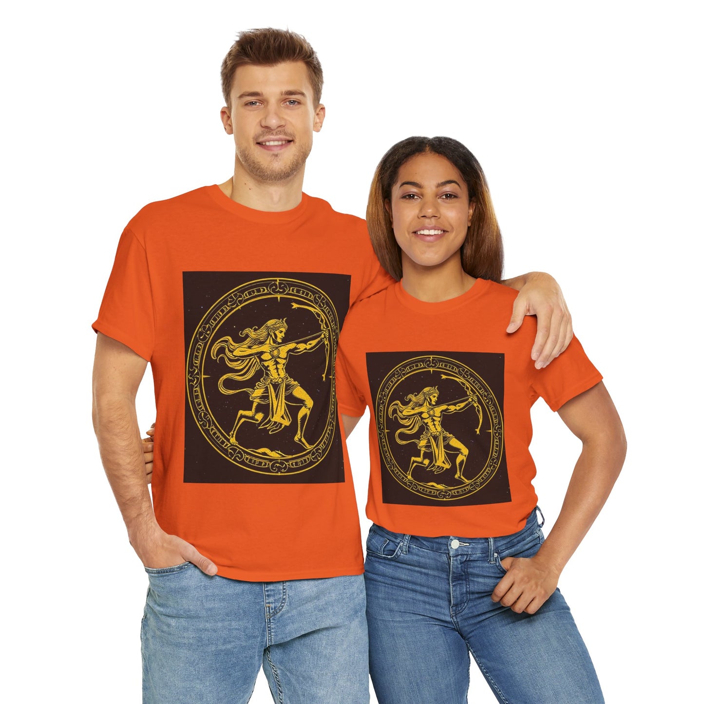 Unisex Heavy Cotton T-Shirt, Mythical Faun/Satyr, Sagittarius Zodiac Design