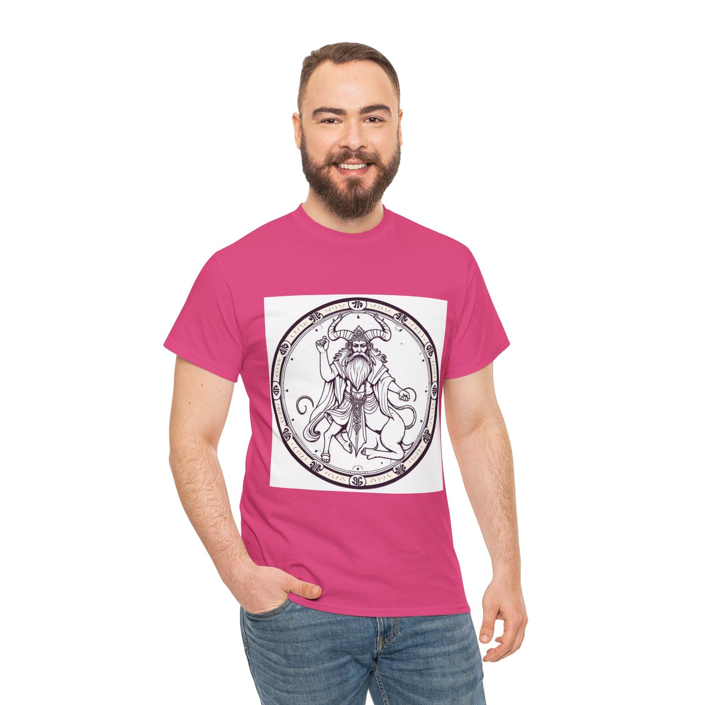 Unisex Heavy Cotton T-Shirt, Bull Centaur v1, Taurus Zodiac Design