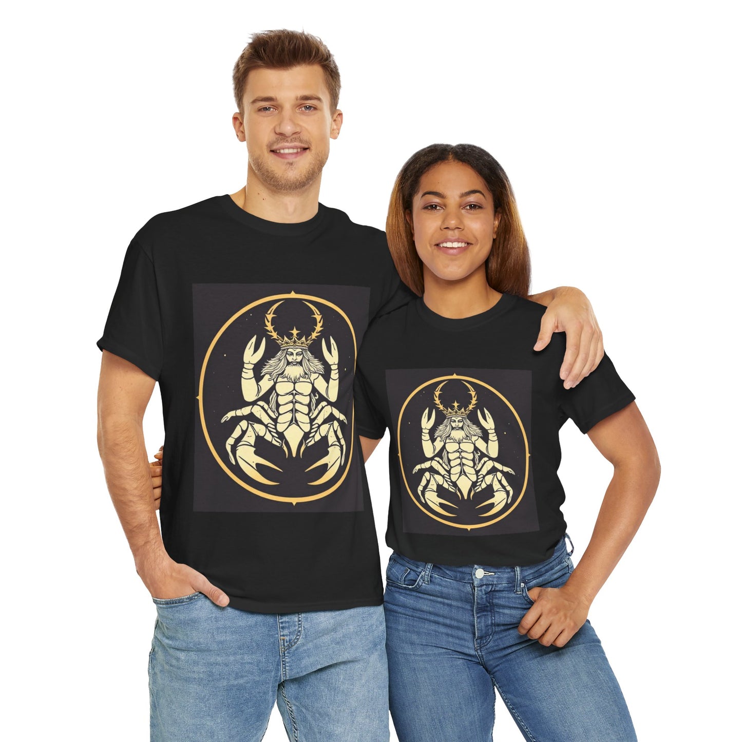 Unisex Heavy Cotton T-Shirt, Scorpio King, Print Art, Zodiac Design
