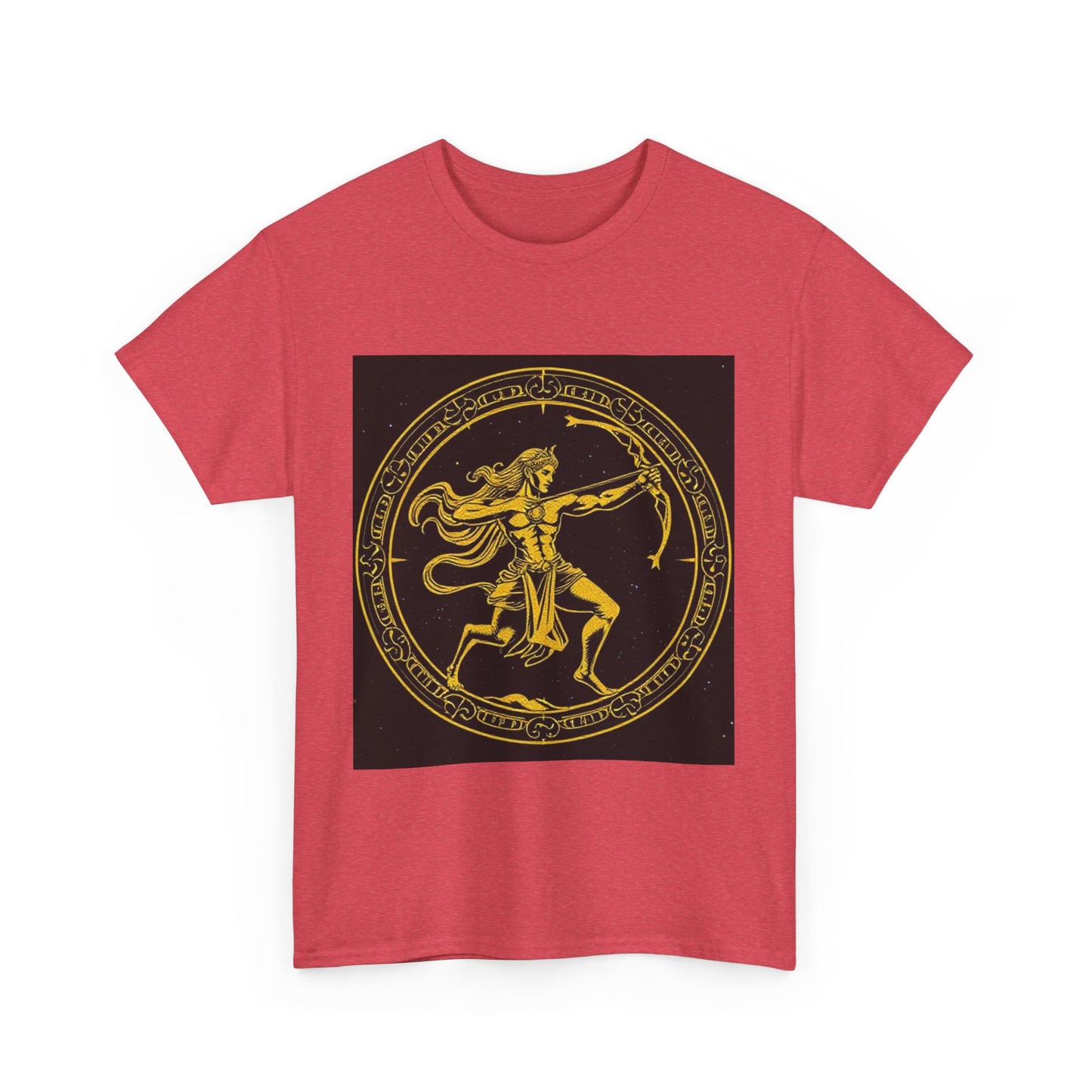 Unisex Heavy Cotton T-Shirt, Mythical Faun/Satyr v1, Sagittarius Zodiac Design