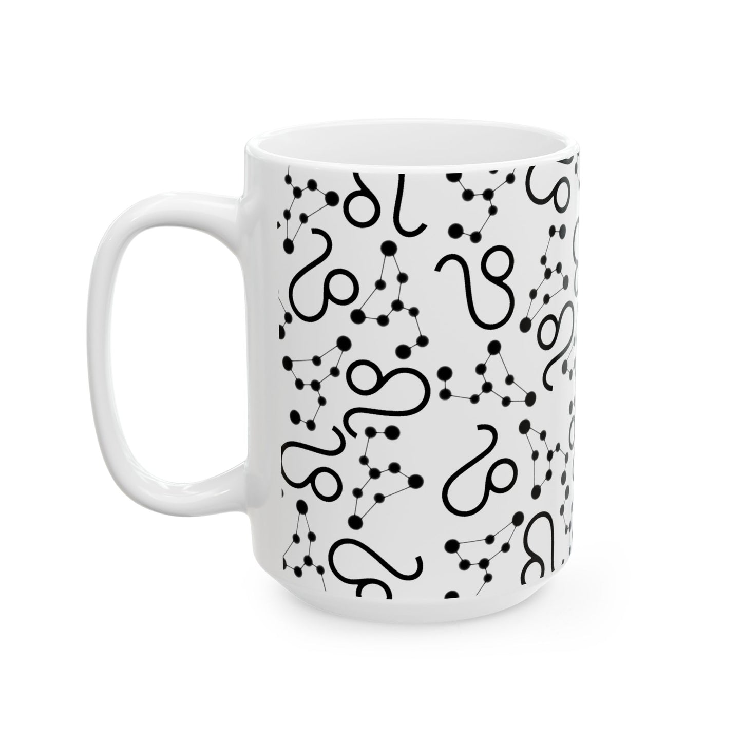 Ceramic Mug, (11oz, 15oz), Ceramic Coffee Mug, AOP, Leo Zodiac Design
