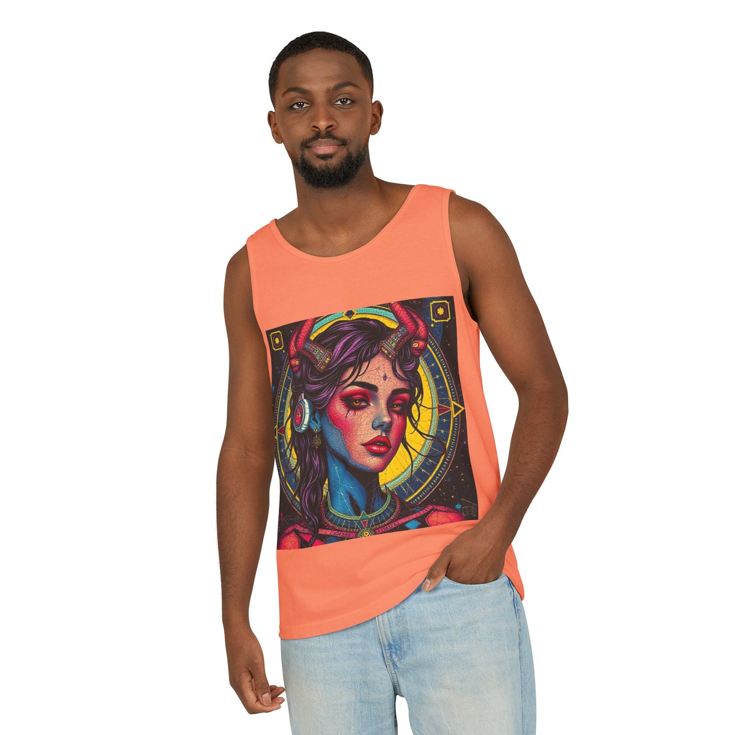 Unisex Garment-Dyed, Tank Top, Scorpio Design, Pop Art, 100% US cotton