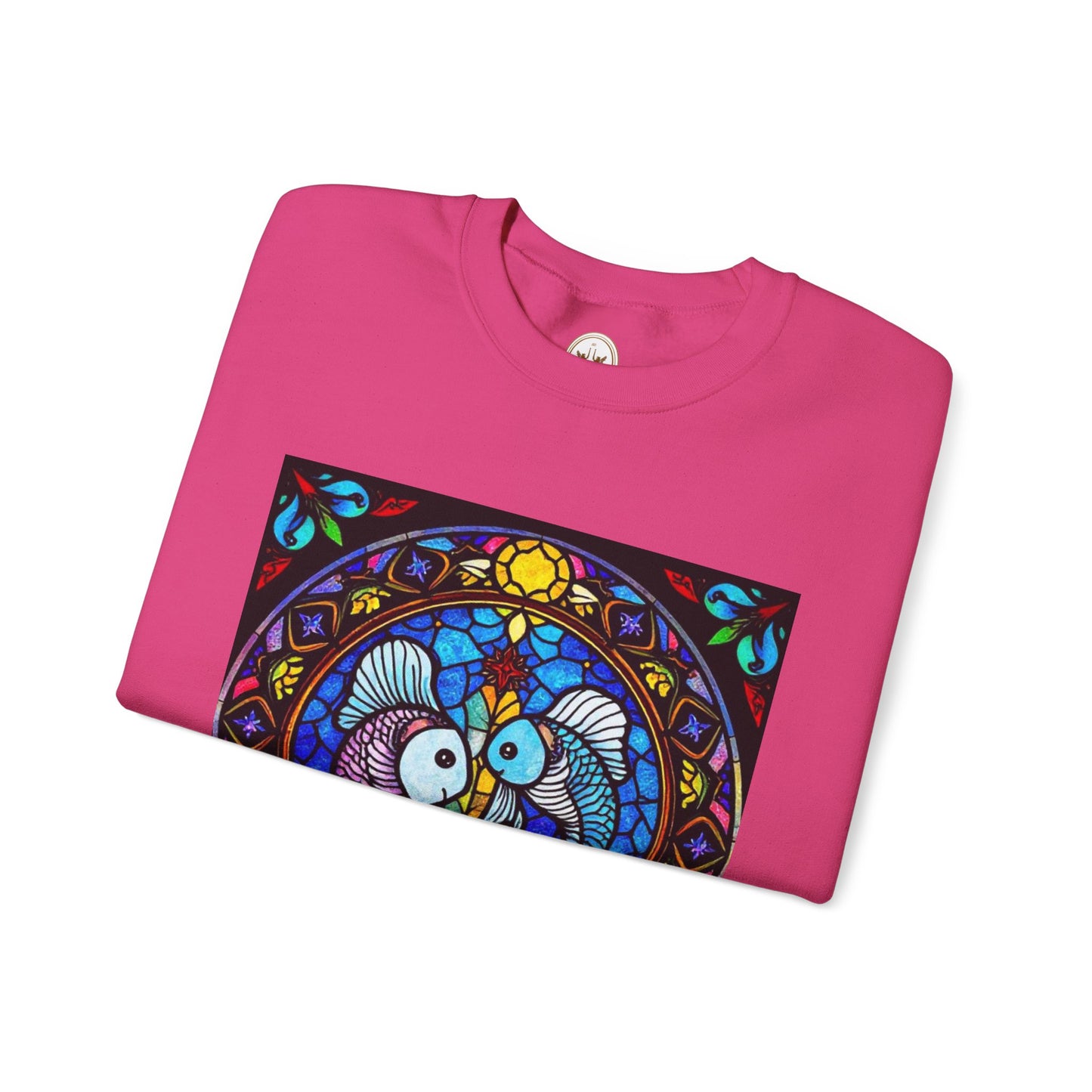 Unisex Heavy Blend™ Crewneck Sweatshirt, Glass, Pisces Zodiac Design