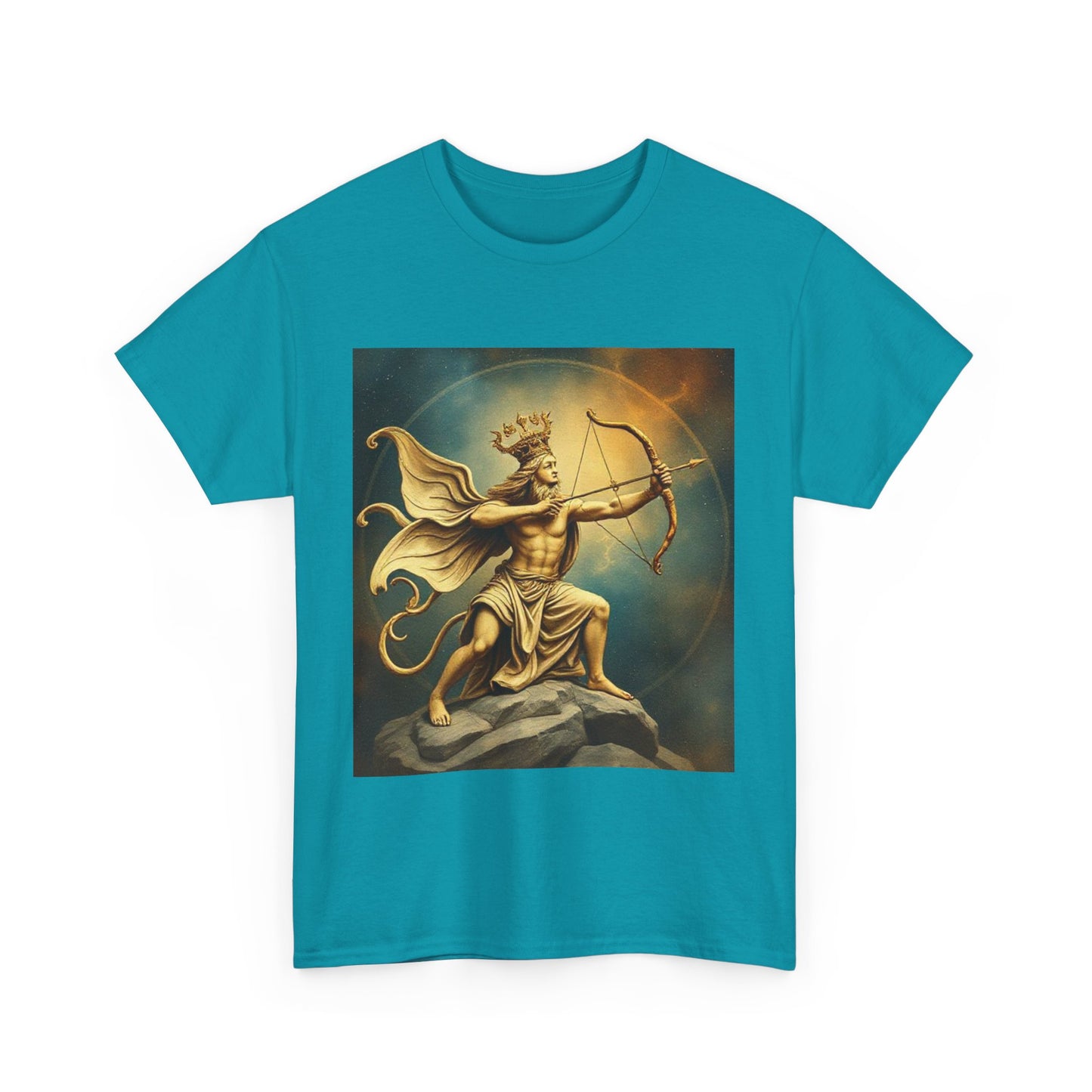 Unisex Heavy Cotton T-Shirt, Sagittarius King, Bow & Arrow, Zodiac Design