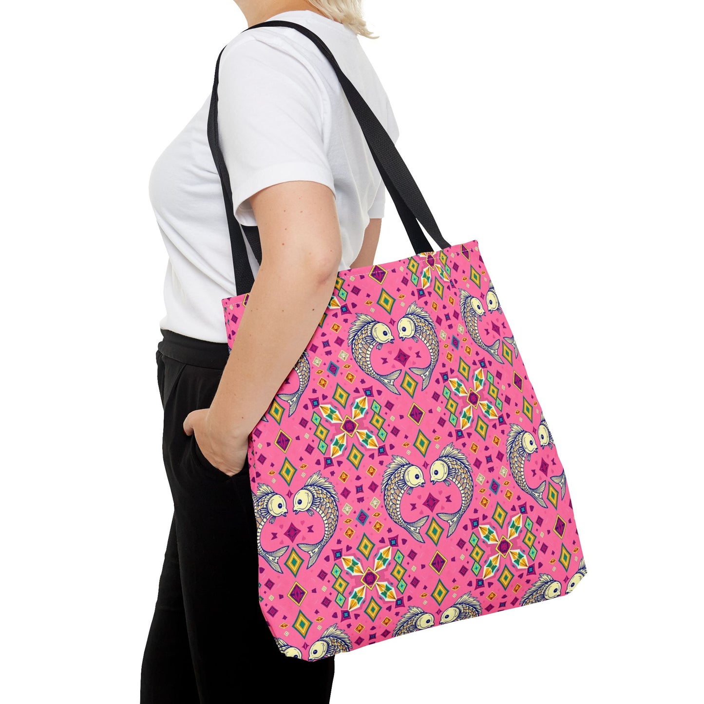 Tote Bag (AOP), Pisces, Zodiac, Jewel Pattern