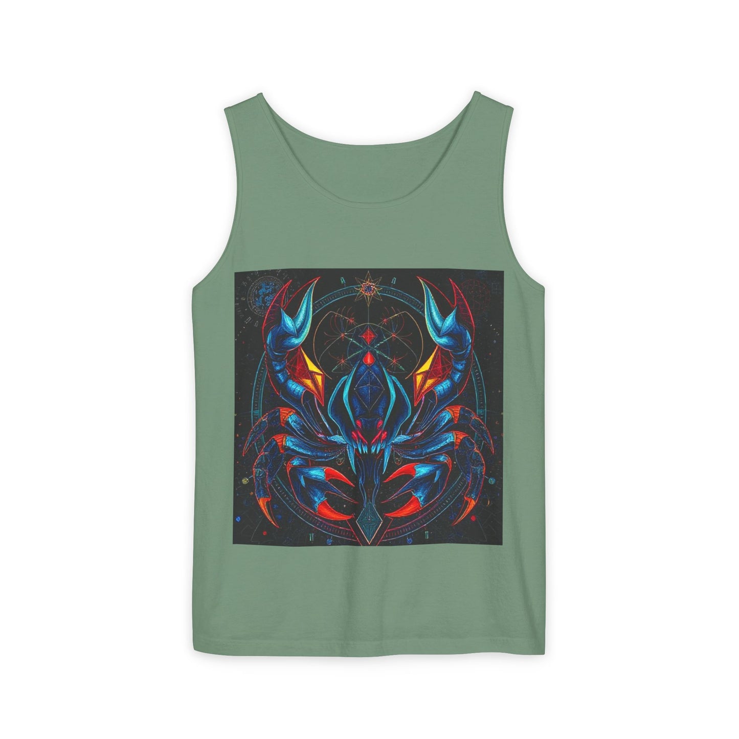 Unisex Garment-Dyed, Tank Top, Scorpio Design, Pop Art v1, 100% US cotton