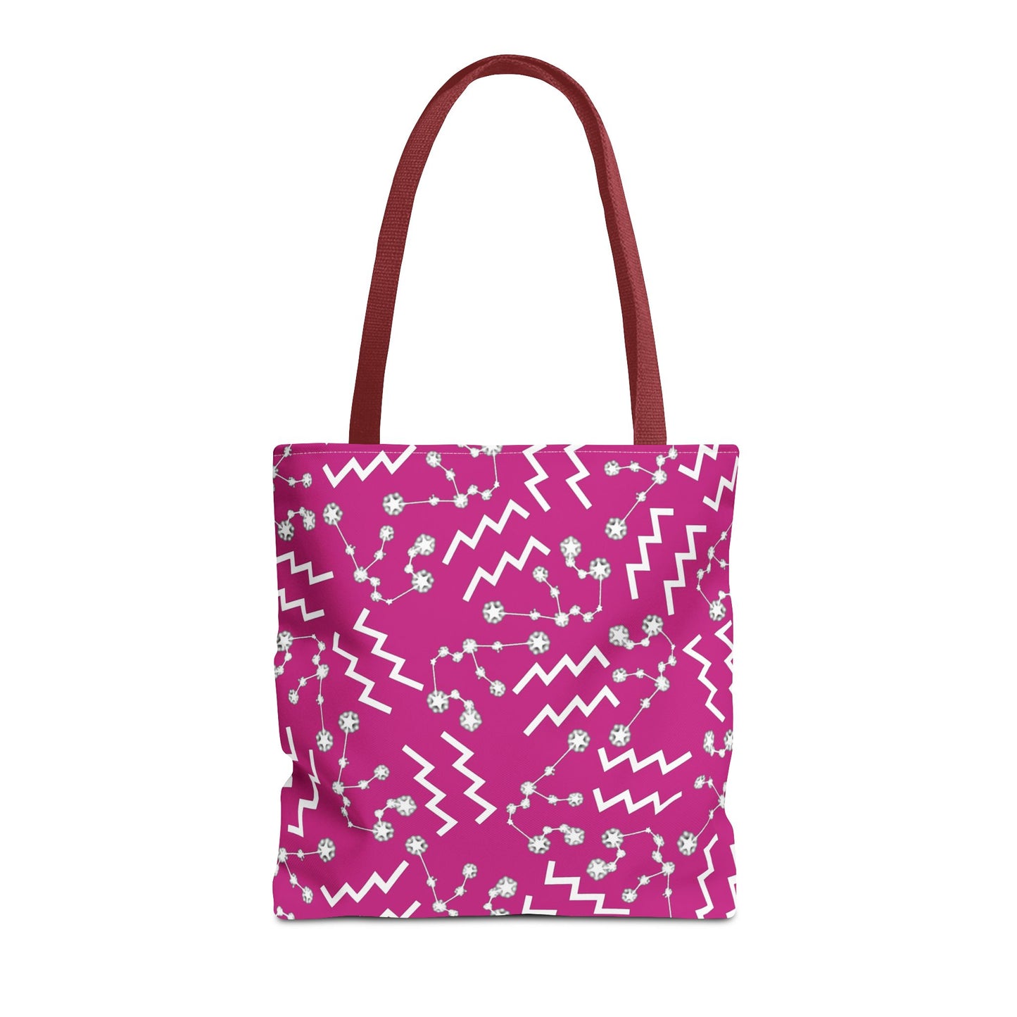Tote Bag, Aquarius Zodiac Sign, AOP, (Pink, White)