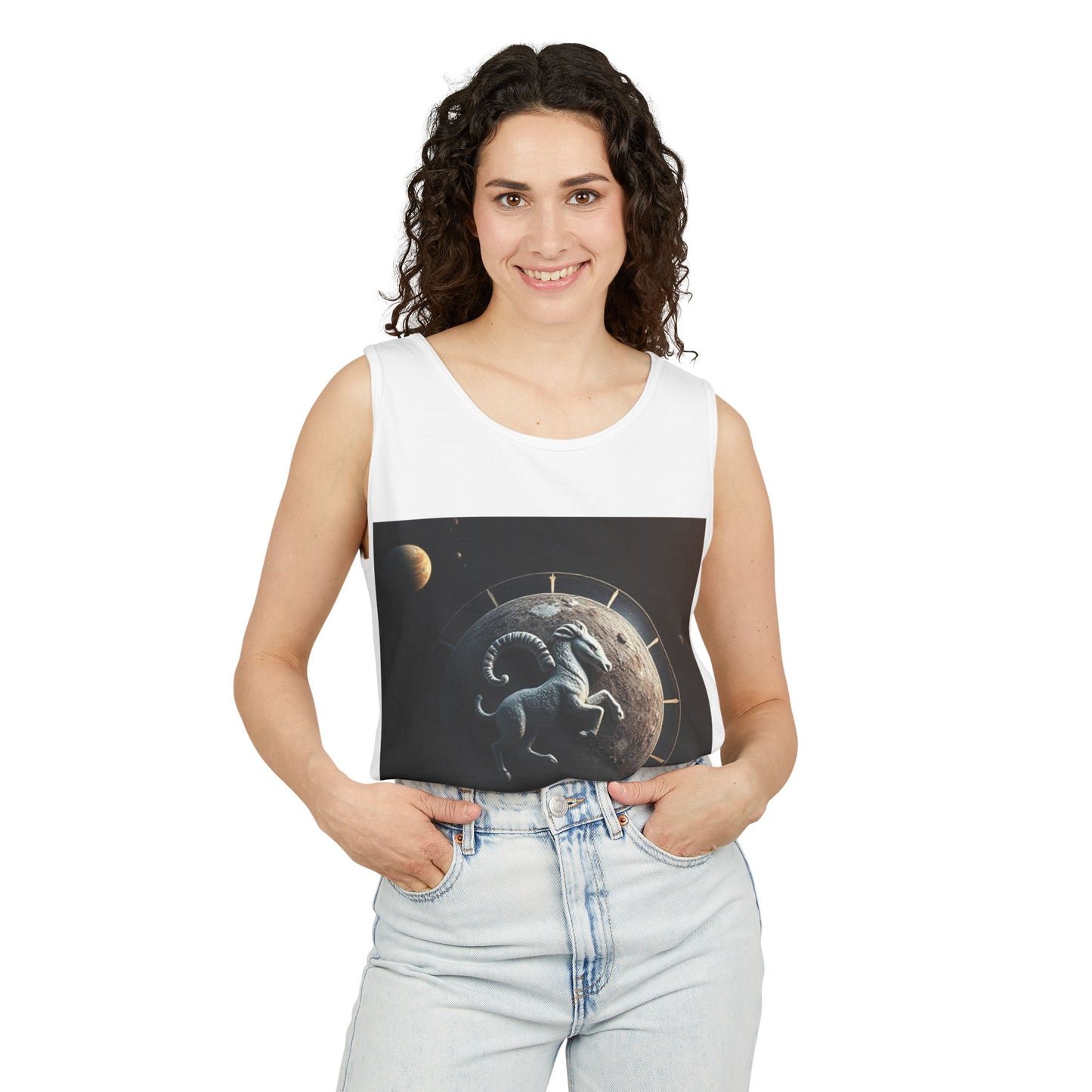 Unisex Garment-Dyed, Tank Top, Aries Design, Planet Animal, 100% Ringspun US cotton