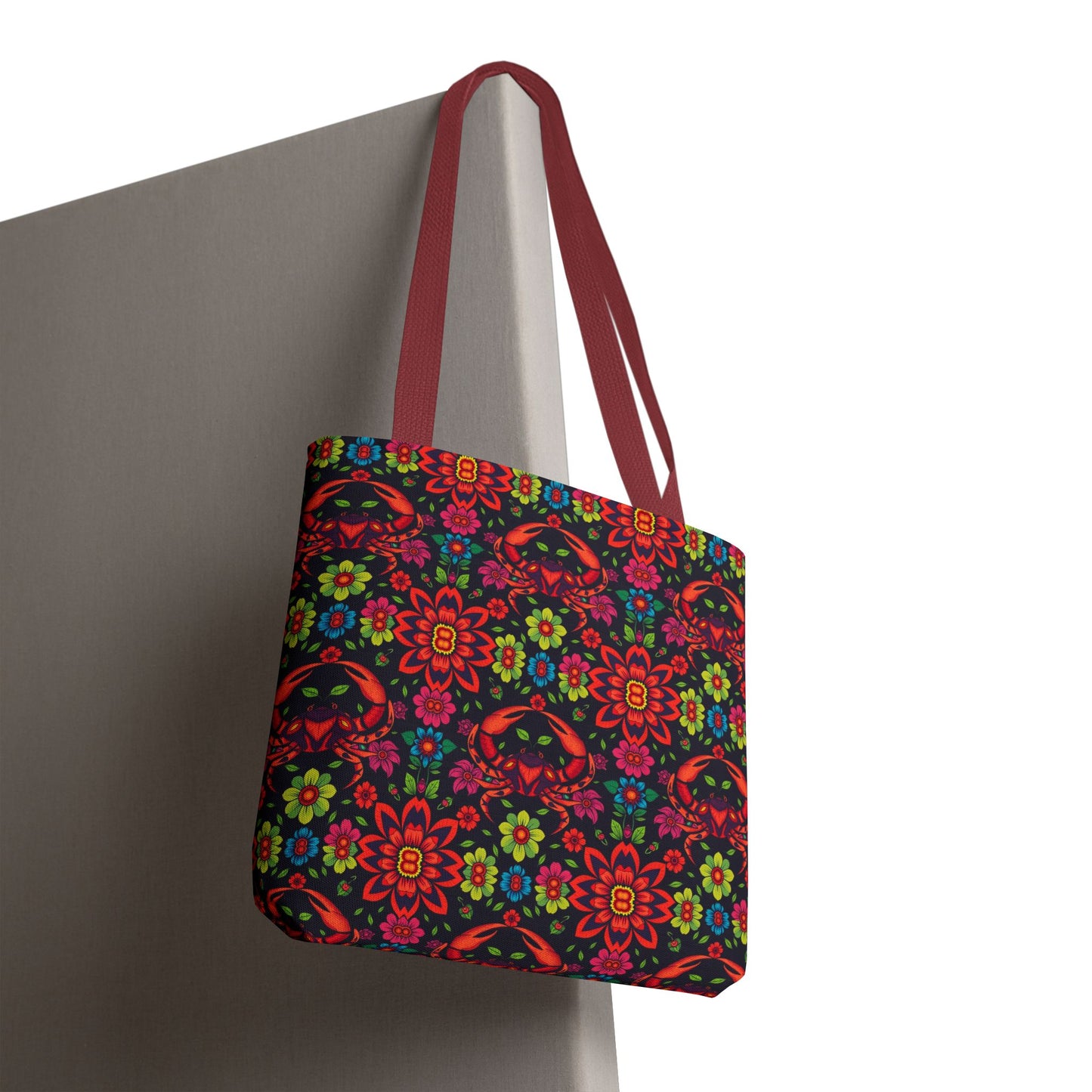 Tote Bag, (AOP), Cancer, Zodiac, Flower Pattern