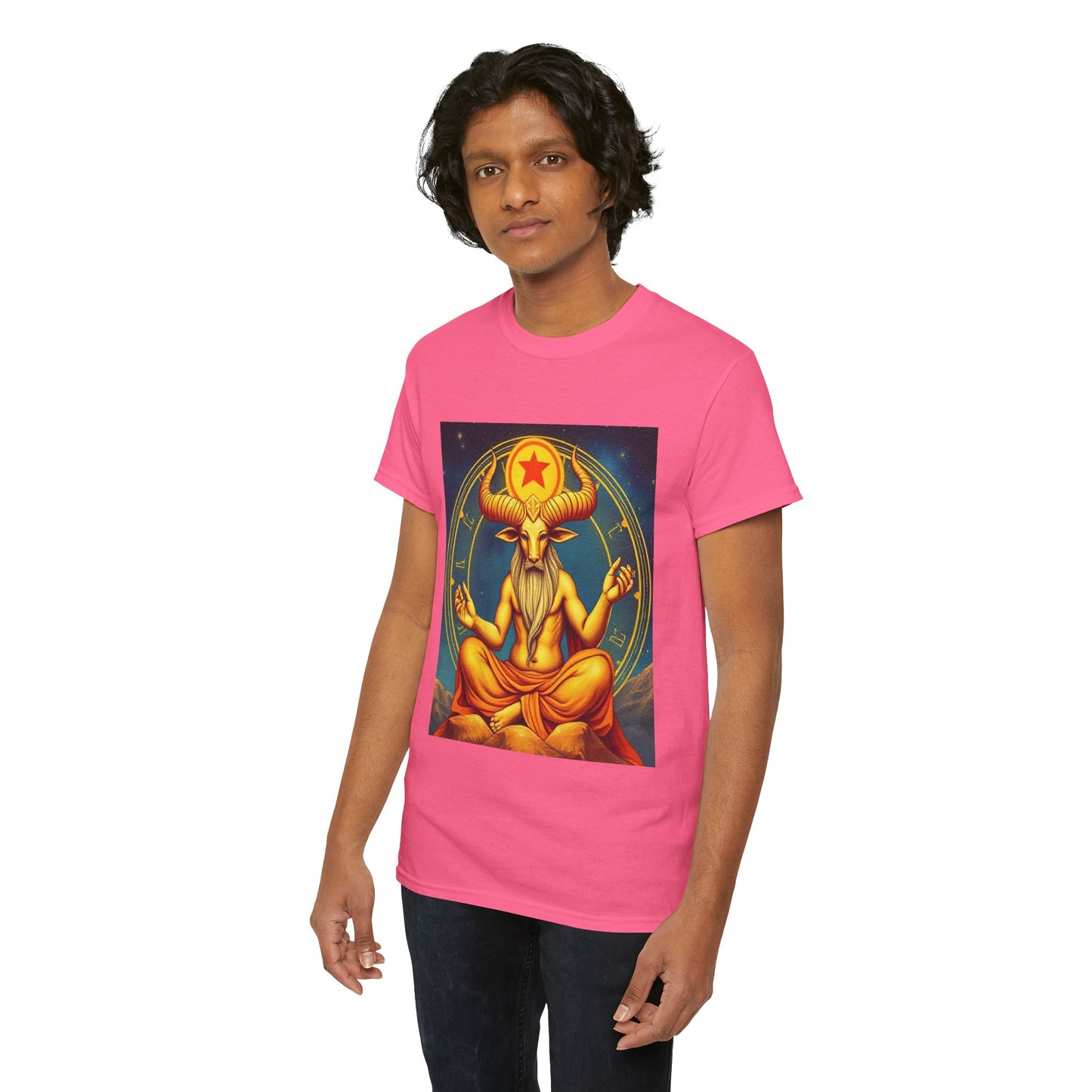 Unisex Heavy Cotton T-Shirt, Meditating Bull, Taurus Zodiac Design
