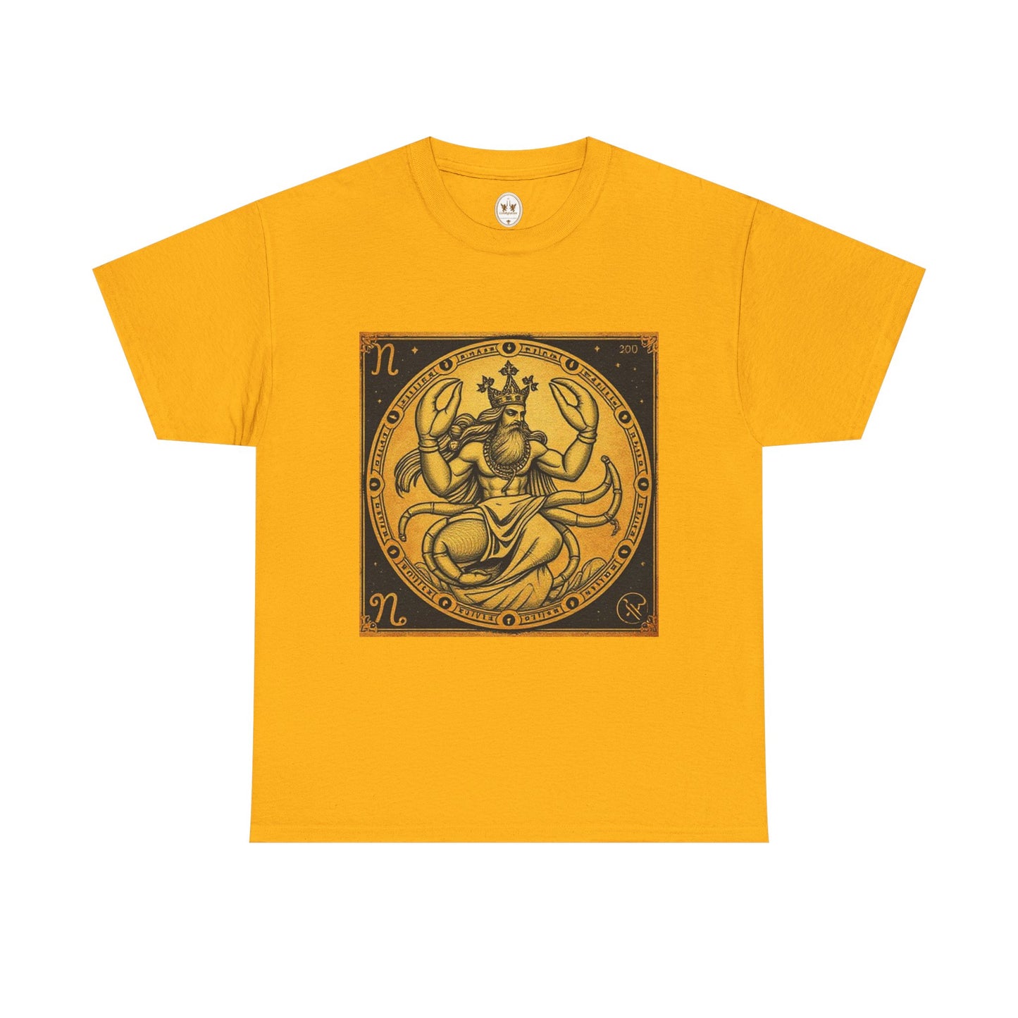 Unisex Heavy Cotton T-Shirt, Crab King v1, Cancer Zodiac Design