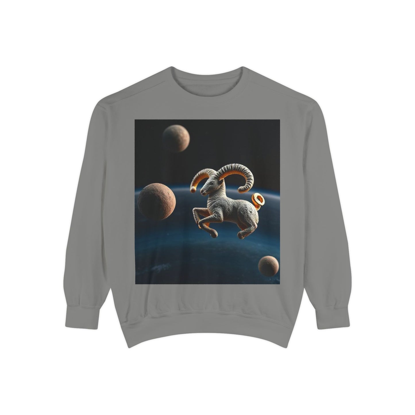 Garment-Dyed Sweatshirt, Unisex, Space Animal Design v1, Aries