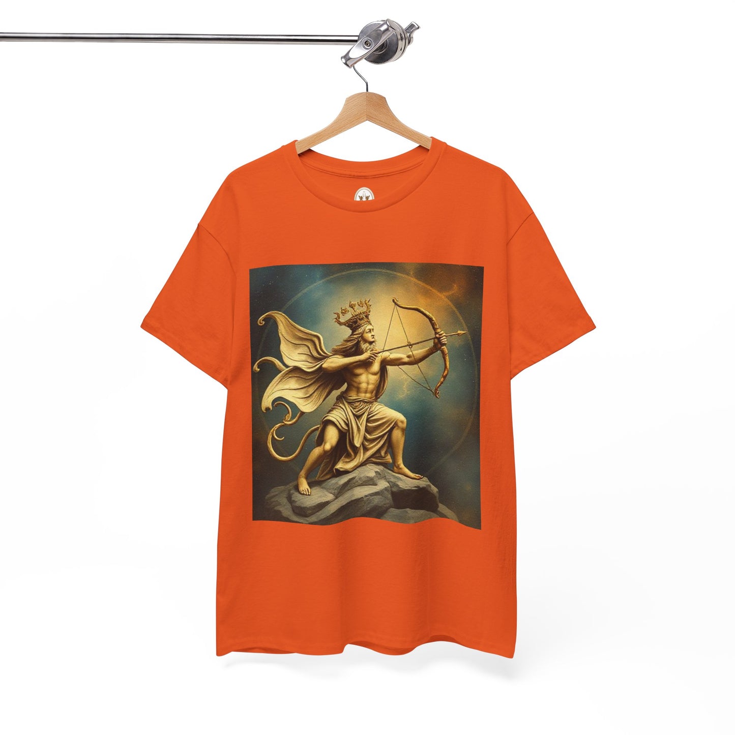 Unisex Heavy Cotton T-Shirt, Sagittarius King, Bow & Arrow v1, Zodiac Design