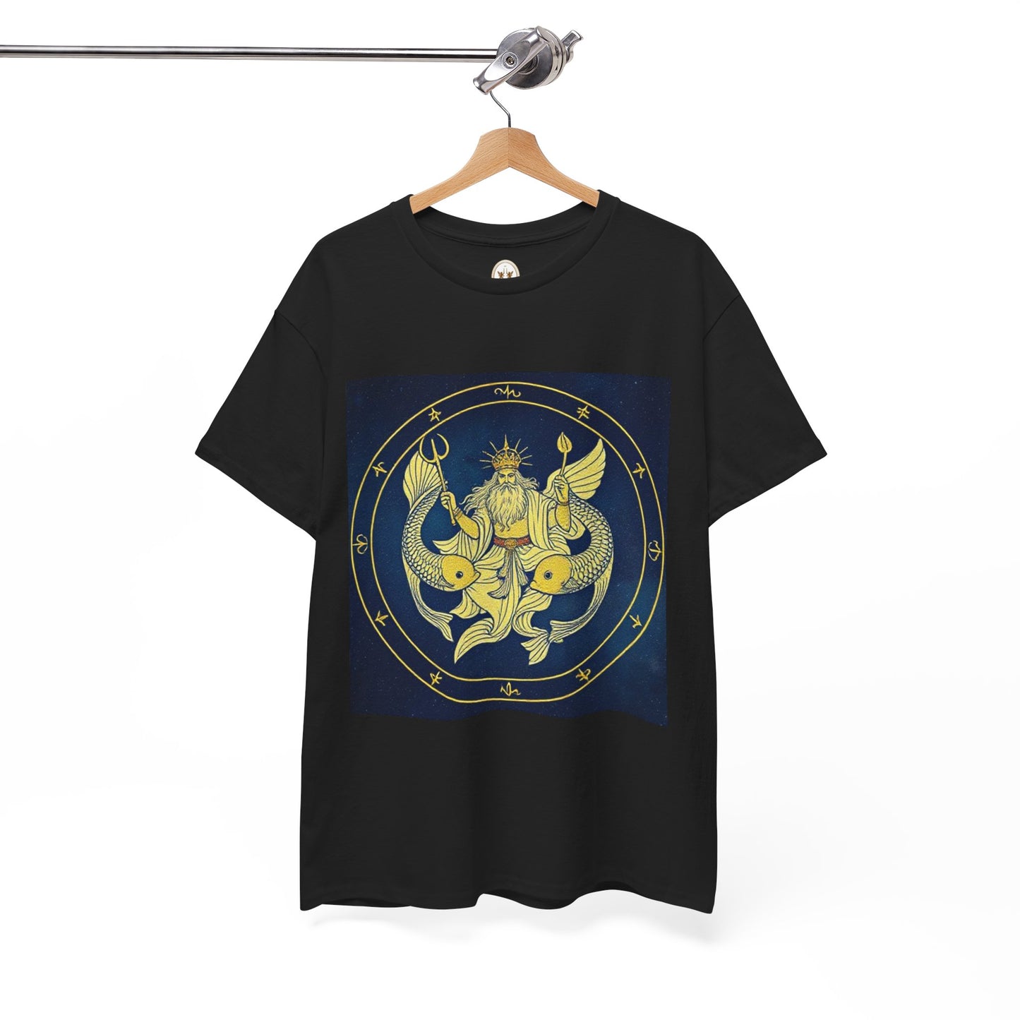 Unisex Heavy Cotton T-Shirt, King of Pisces, Zodiac Design