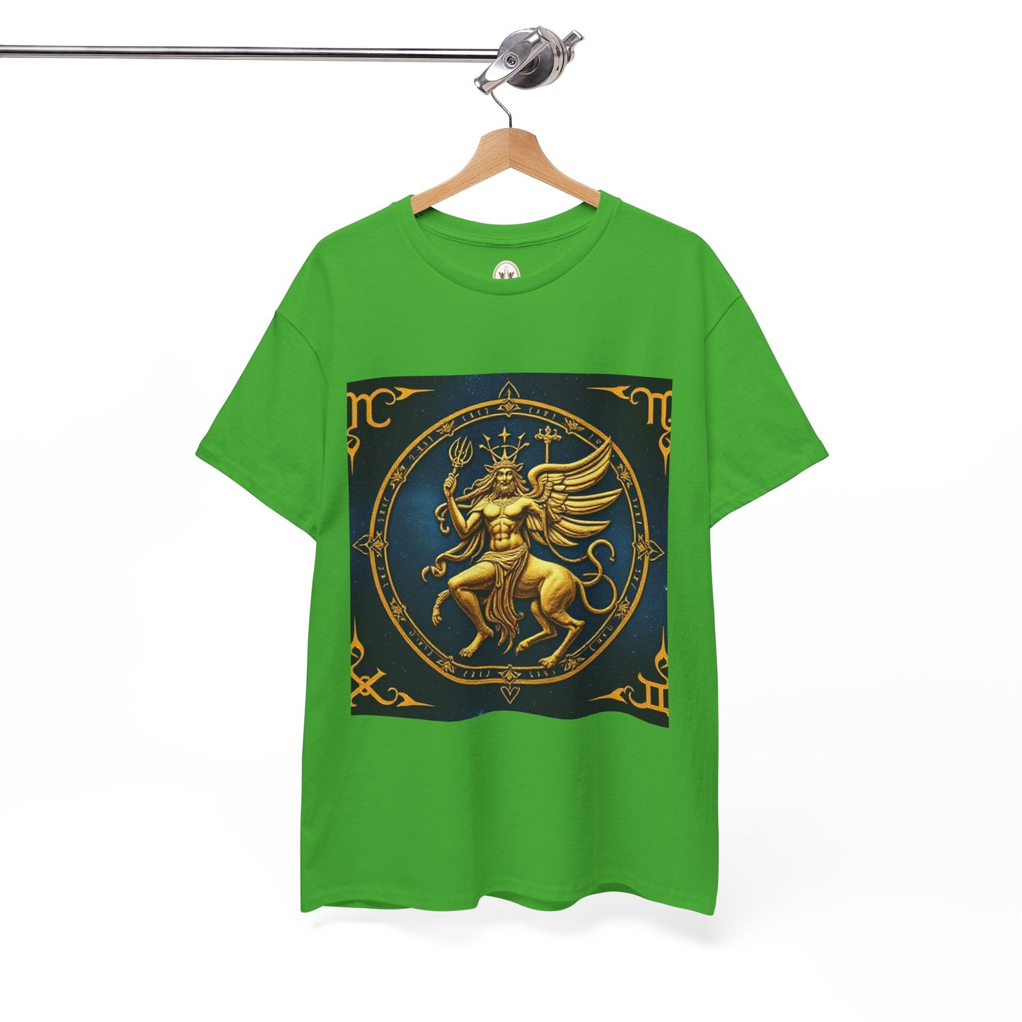 Unisex Heavy Cotton T-Shirt, Gold Angel, Symbol, Virgo Zodiac Design