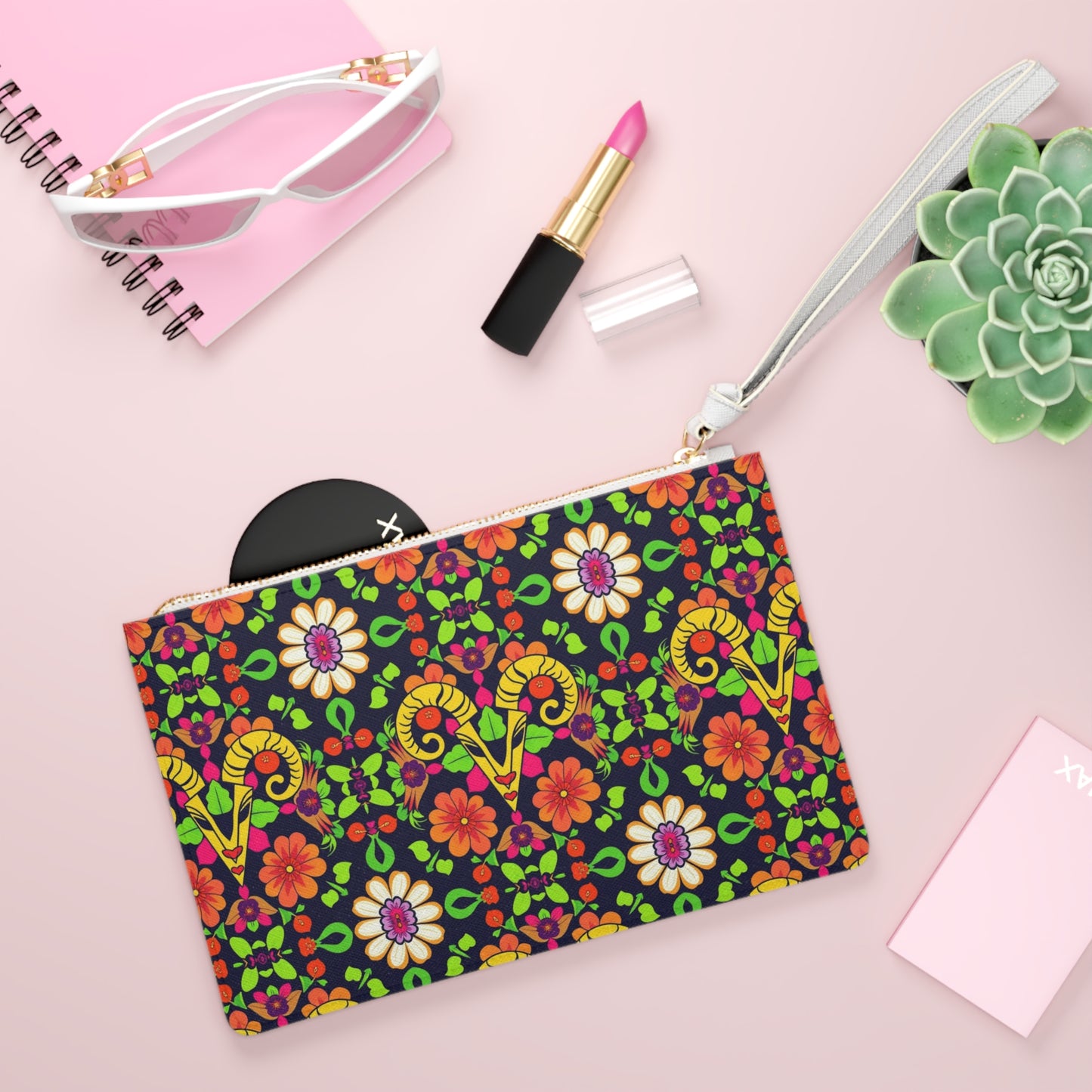 Clutch Bag, Aries, Zodiac, Flower Pattern