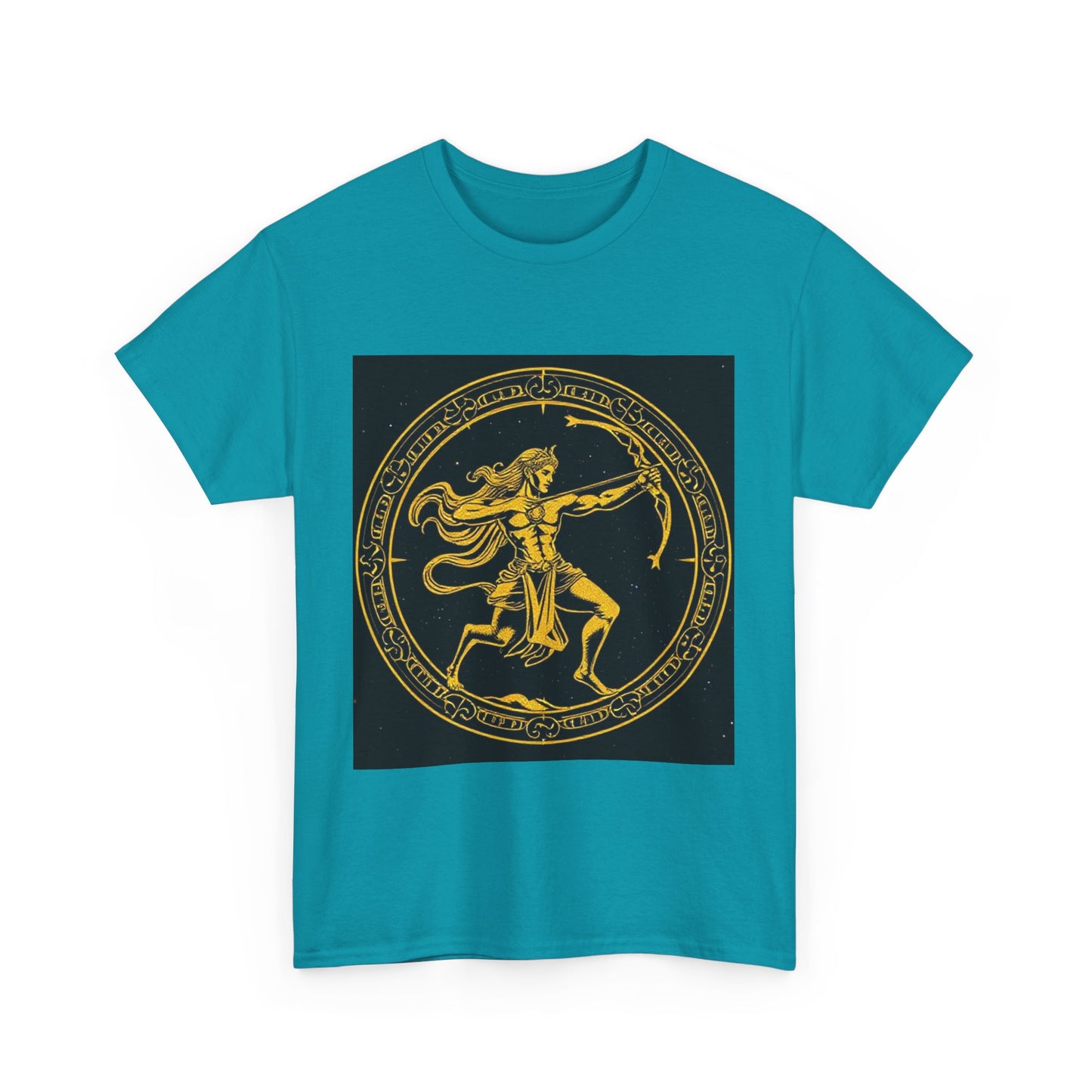 Unisex Heavy Cotton T-Shirt, Mythical Faun/Satyr v1, Sagittarius Zodiac Design
