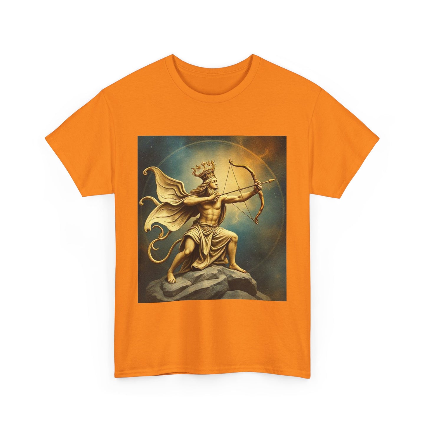 Unisex Heavy Cotton T-Shirt, Sagittarius King, Bow & Arrow, Zodiac Design