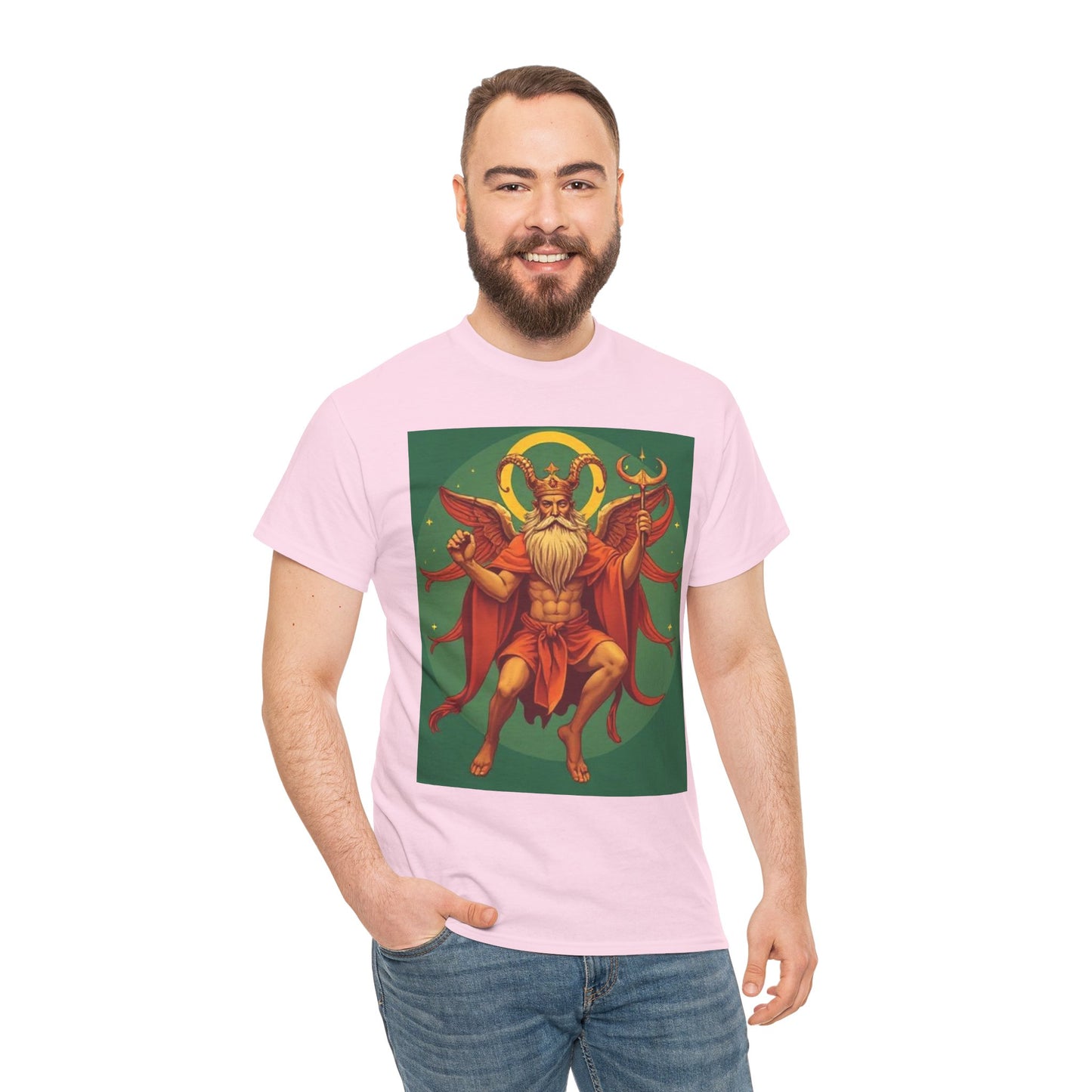 Unisex Heavy Cotton T-Shirt, Aries God 1v, Zodiac Design