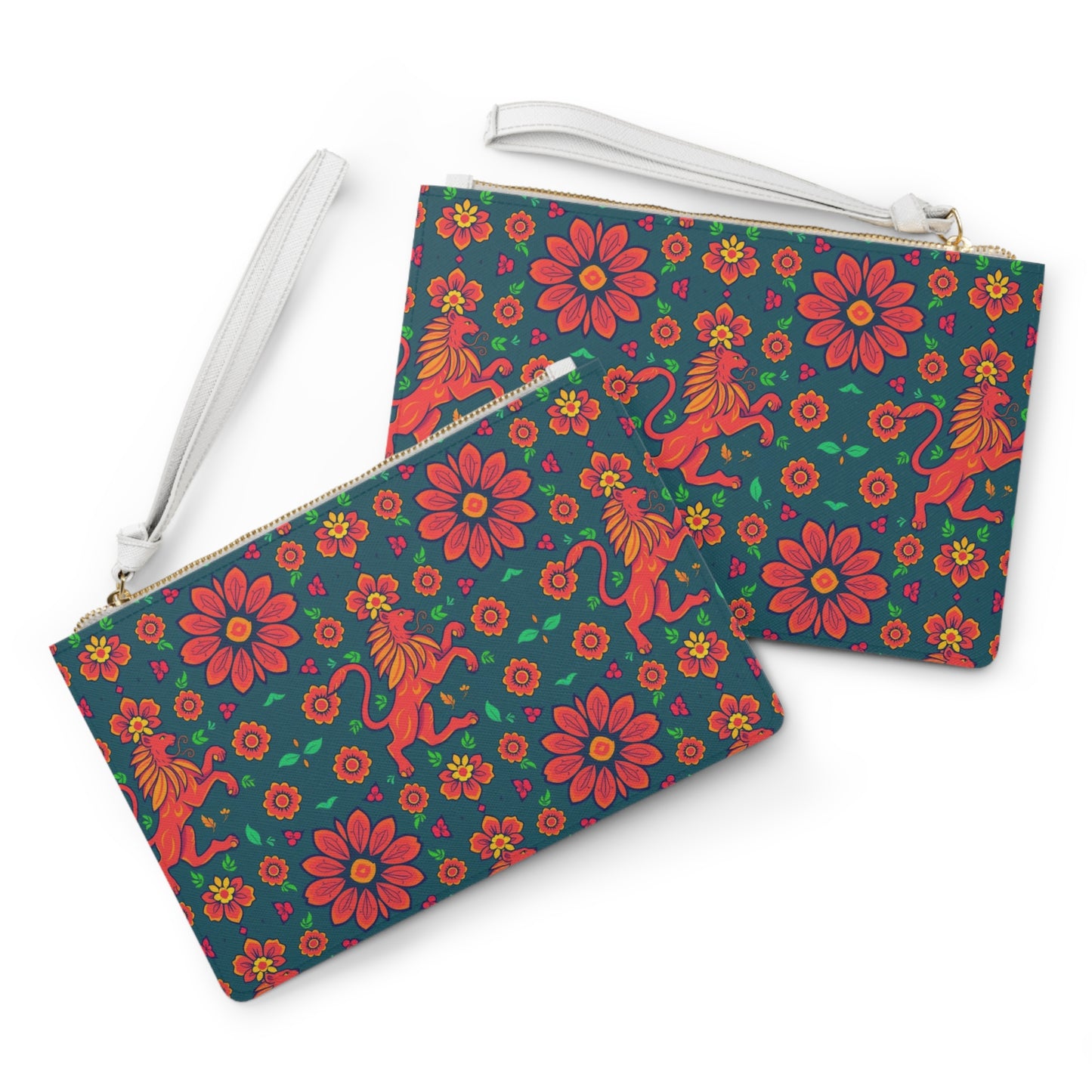 Clutch Bag, Leo, Zodiac v3, Flower Pattern