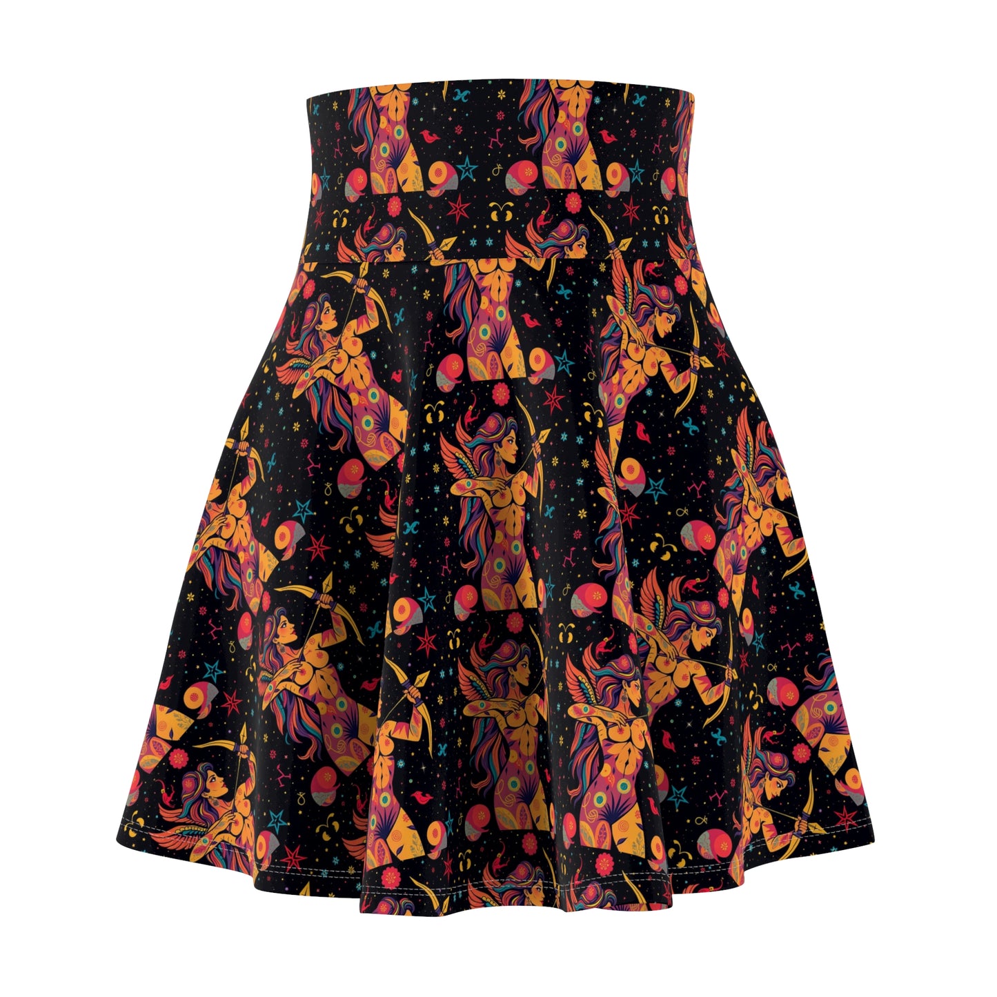 Women's Skater Skirt, (AOP), Sagittarius, Zodiac v2, Sexy Pattern