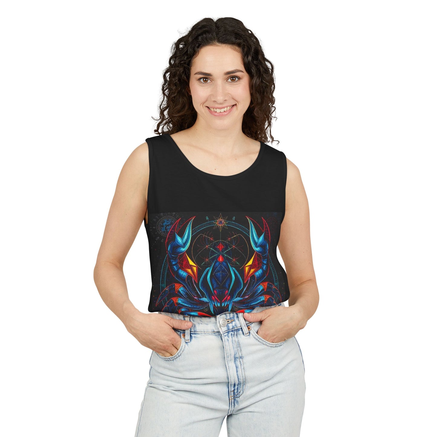 Unisex Garment-Dyed, Tank Top, Scorpio Design, Pop Art v1, 100% US cotton