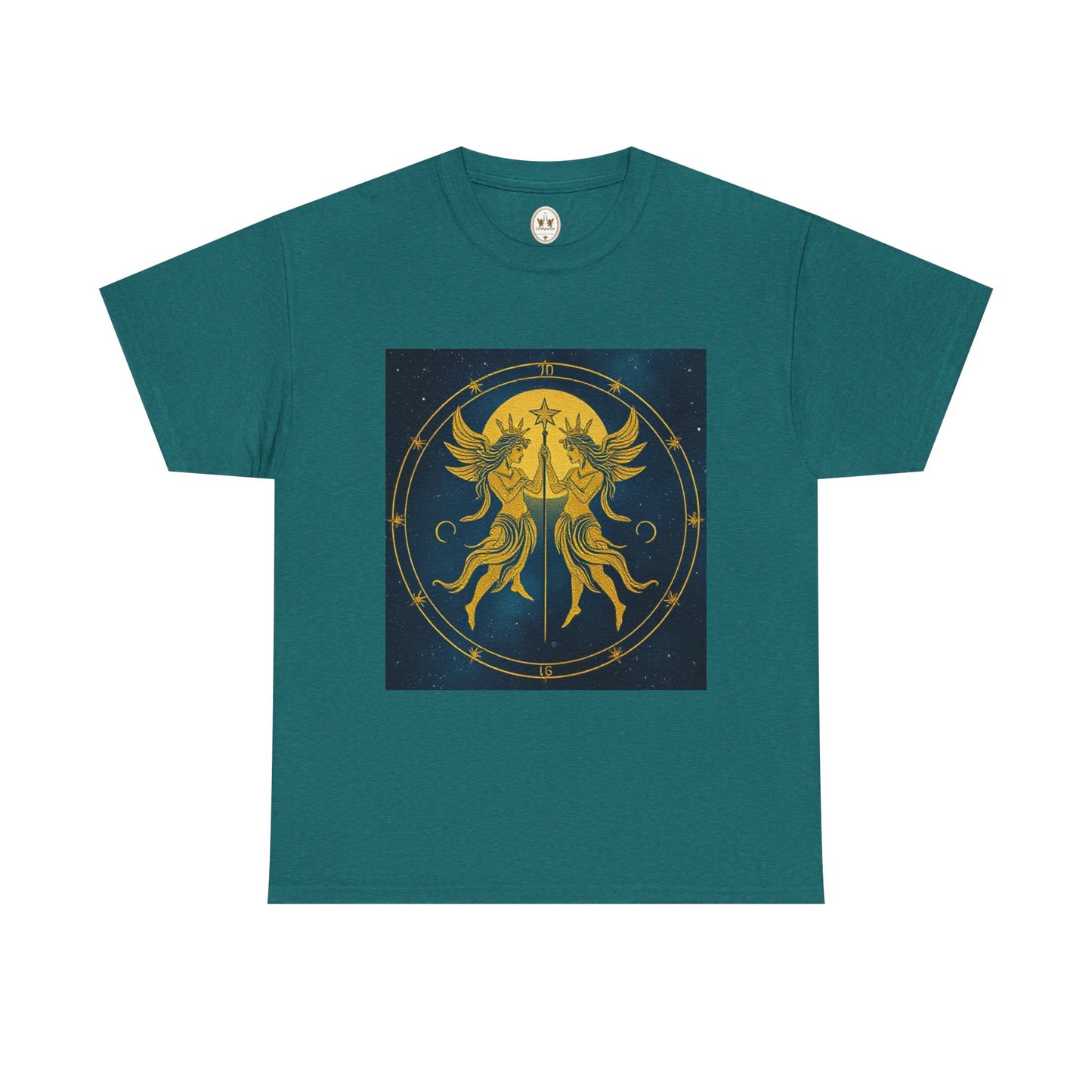 Unisex Heavy Cotton T-Shirt, Space Twins v3, Gemini Zodiac Design