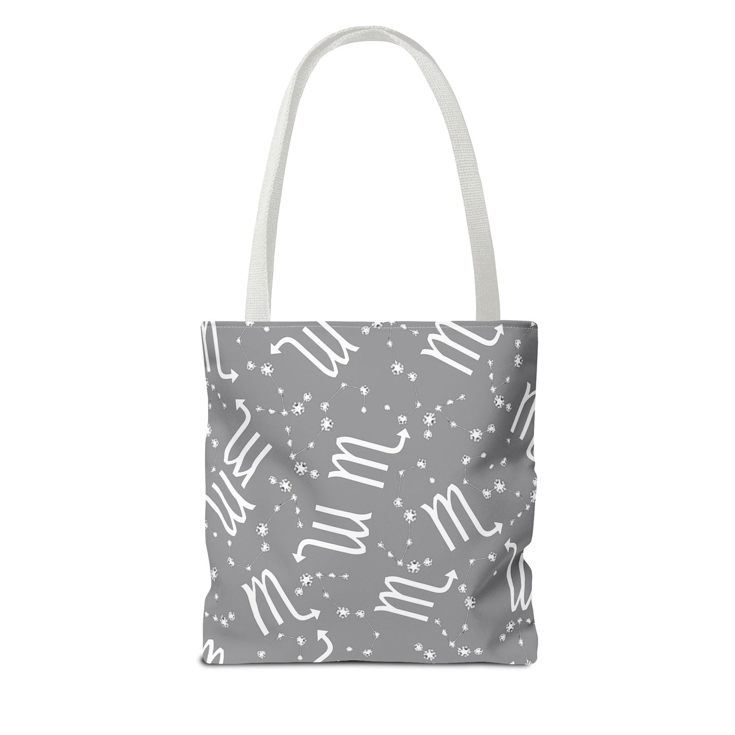 Tote Bag, Scorpio Zodiac Sign, AOP, (Grey, White)