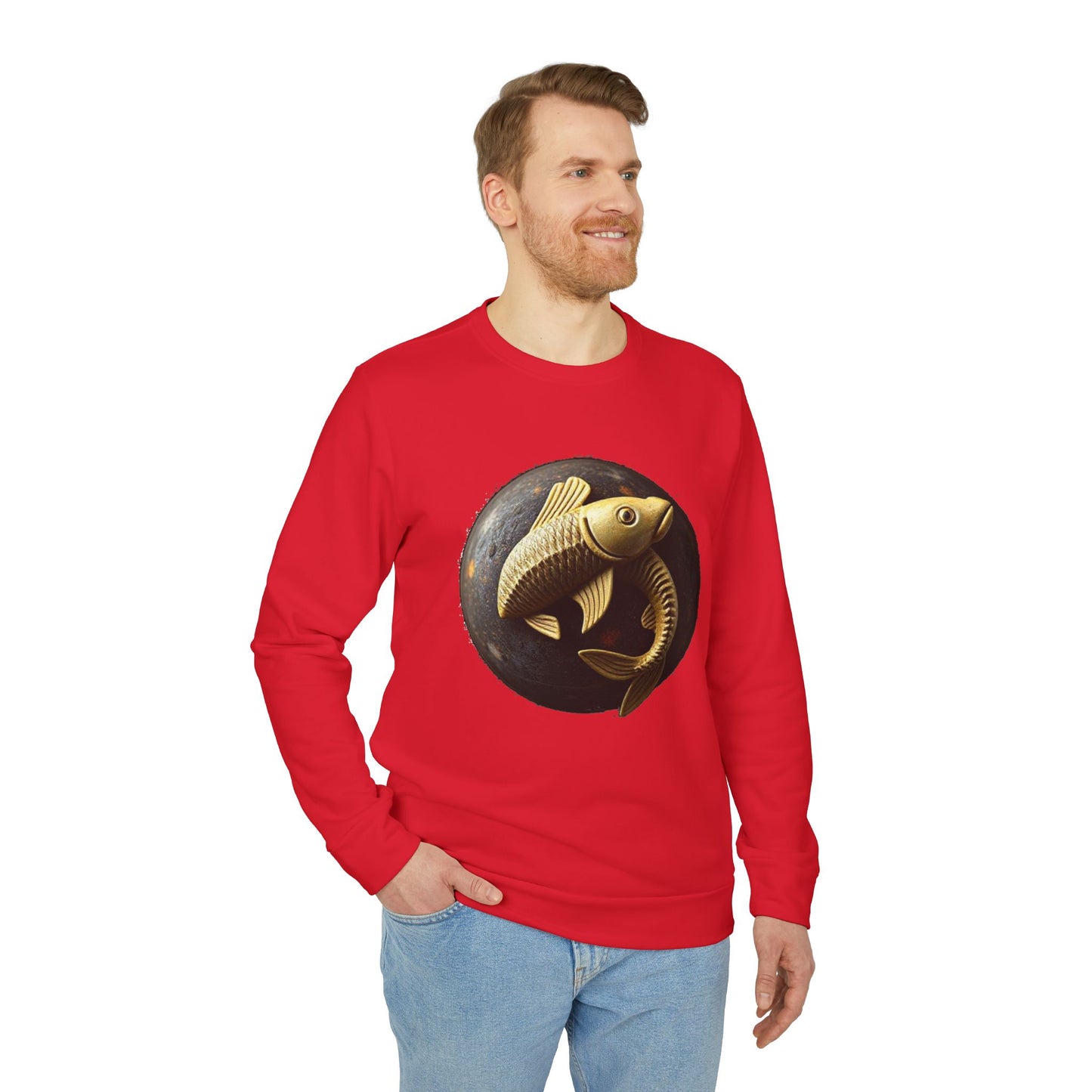 Adidas, Unisex Fleece Crewneck Sweatshirt, Pisces, Space Animal, Zodiac