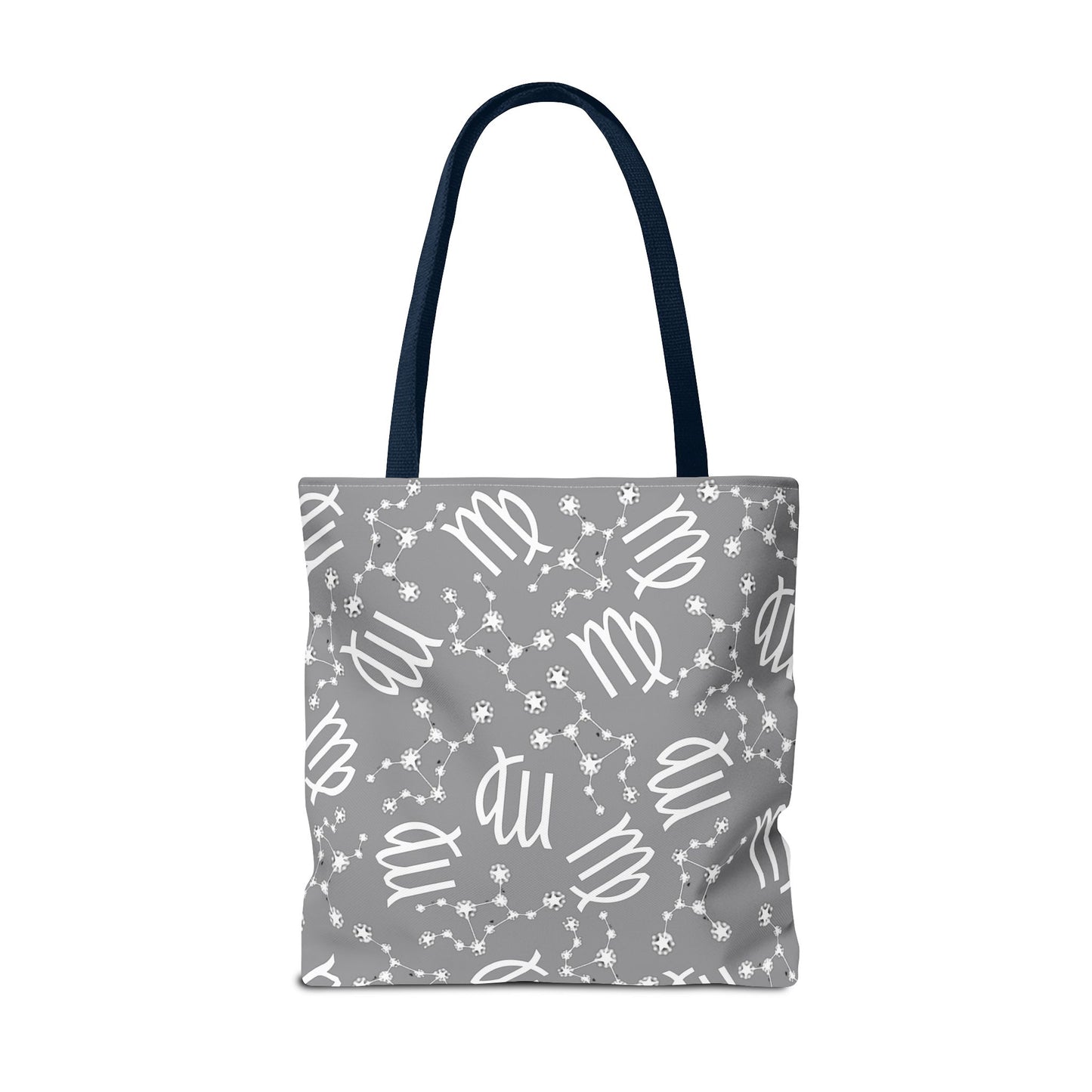 Tote Bag, Virgo Zodiac Sign, AOP, (Grey, White)