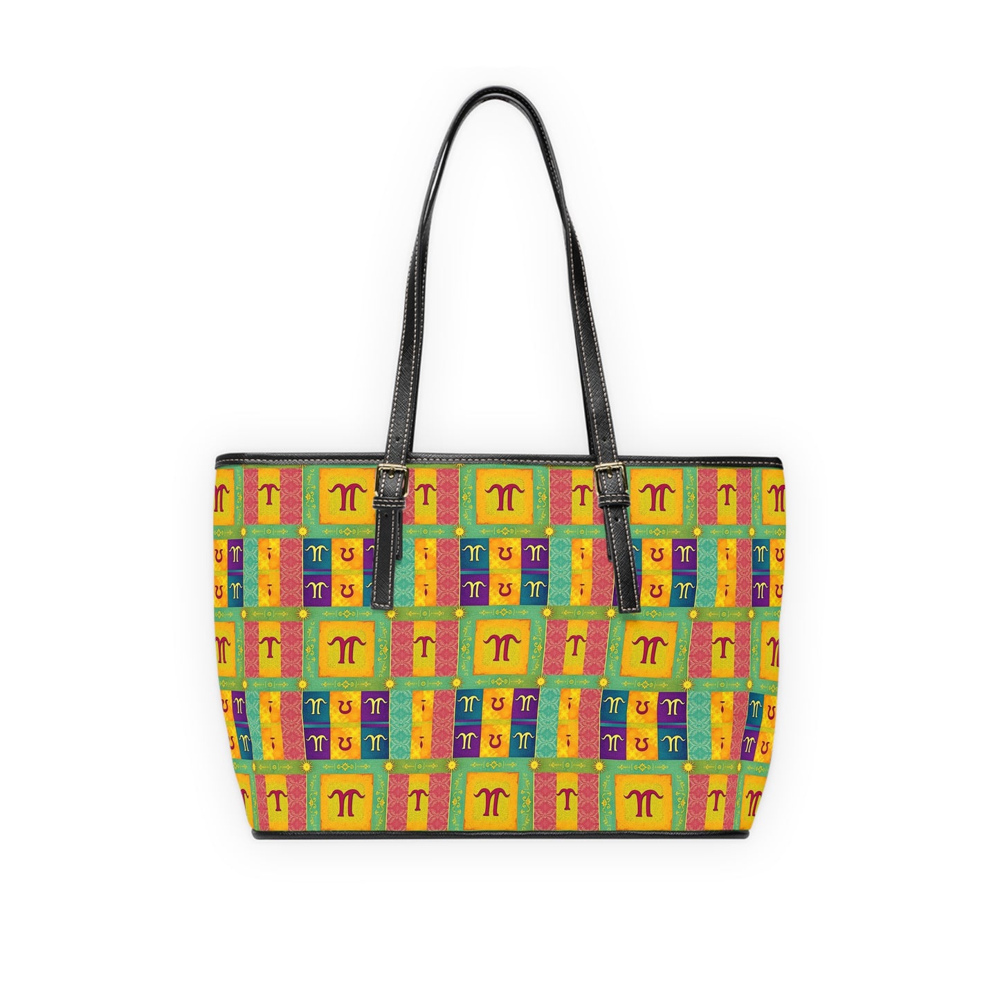Leather Shoulder Bag, Aquarius, Zodiac, Shapes Pattern