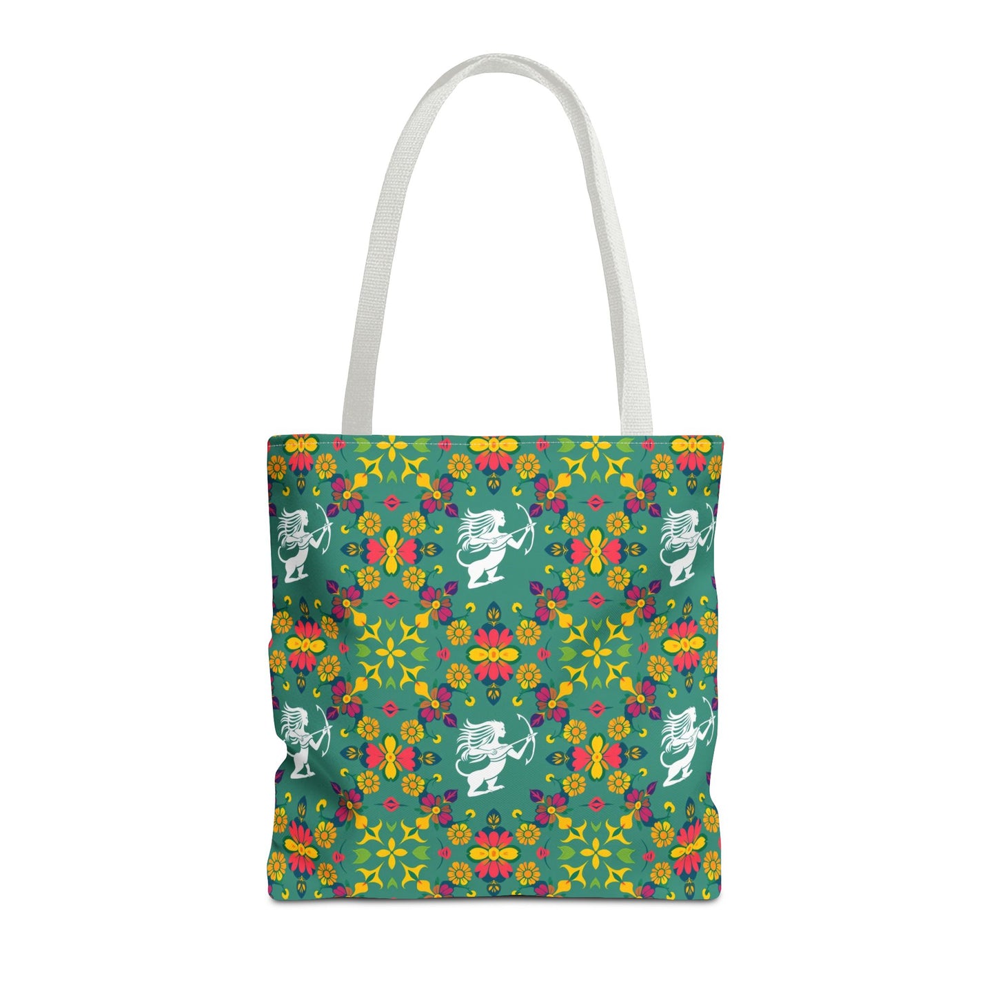 Tote Bag, (AOP), Sagittarius, Zodiac v6, Flower Pattern