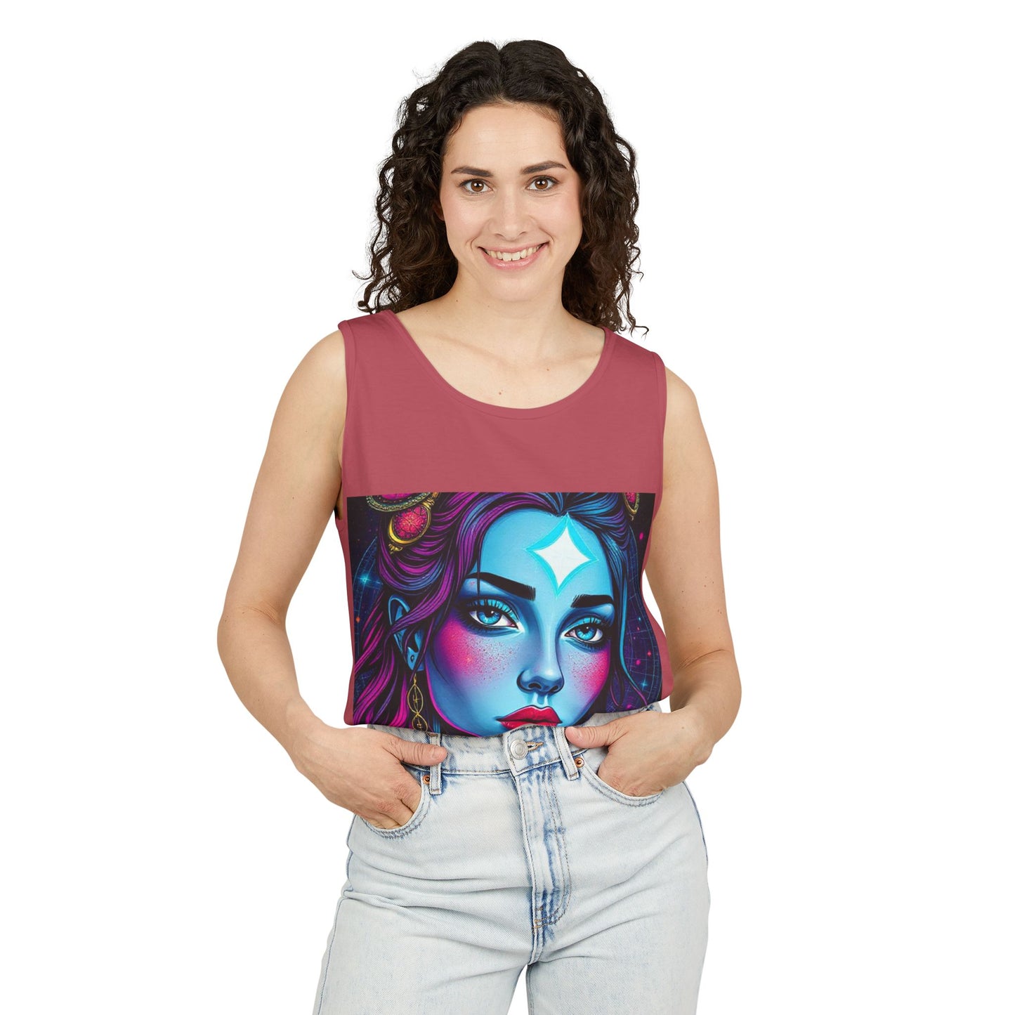 Unisex Garment-Dyed, Tank Top, Gemini, Pop Art, 100% US cotton