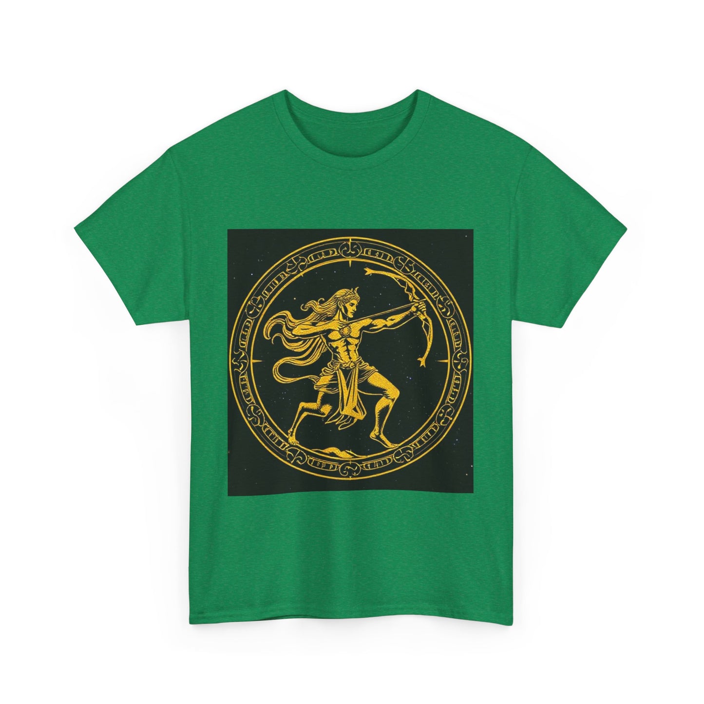 Unisex Heavy Cotton T-Shirt, Mythical Faun/Satyr v1, Sagittarius Zodiac Design