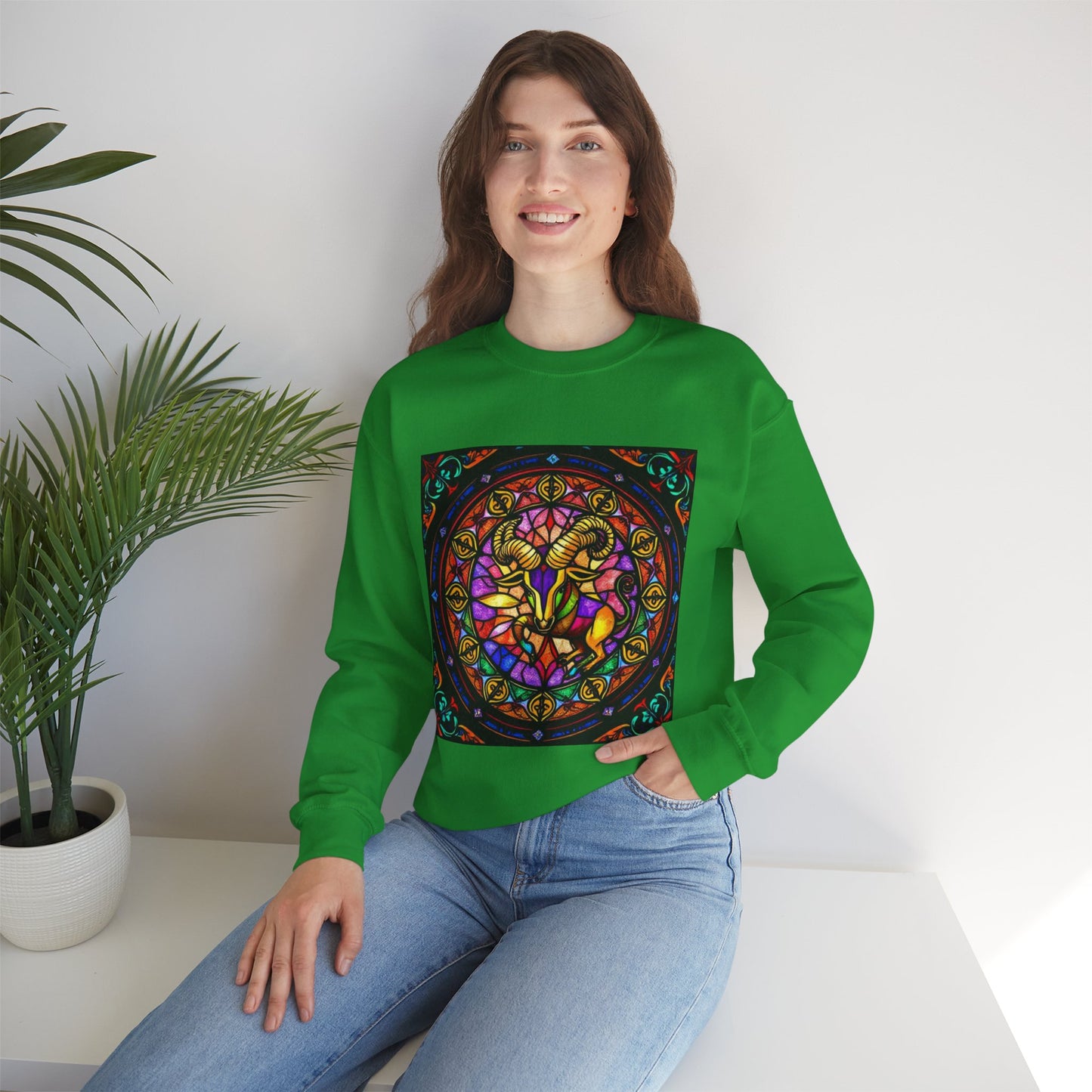 Unisex Heavy Blend™ Crewneck Sweatshirt, Glass 1, Taurus Zodiac Design