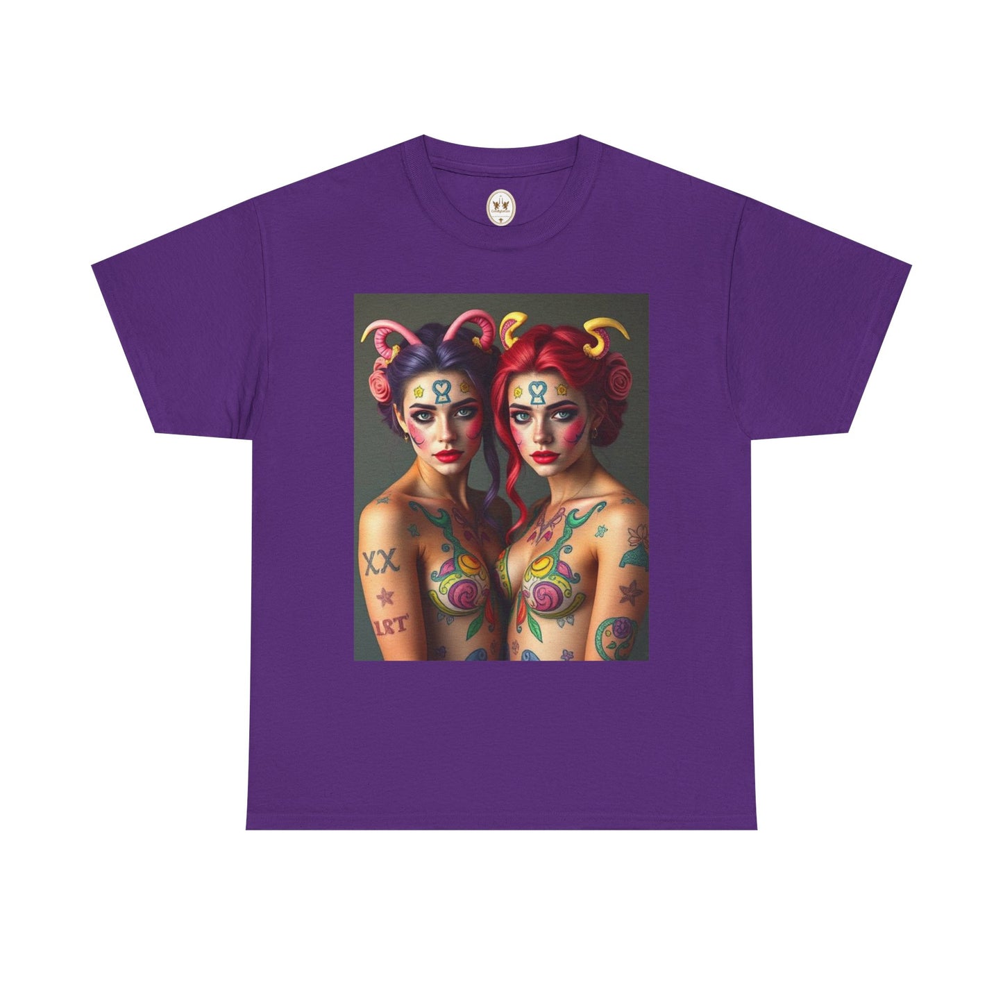 Unisex Heavy Cotton T-Shirt, Gemini, Zodiac v3, Sexy Art