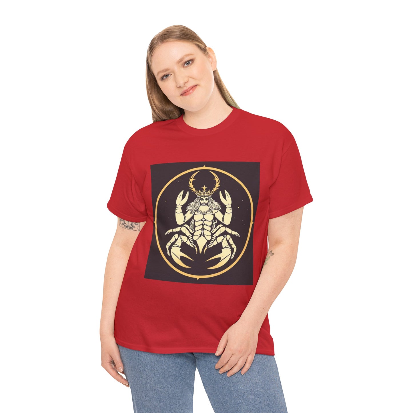 Unisex Heavy Cotton T-Shirt, Scorpio King, Print Art, Zodiac Design
