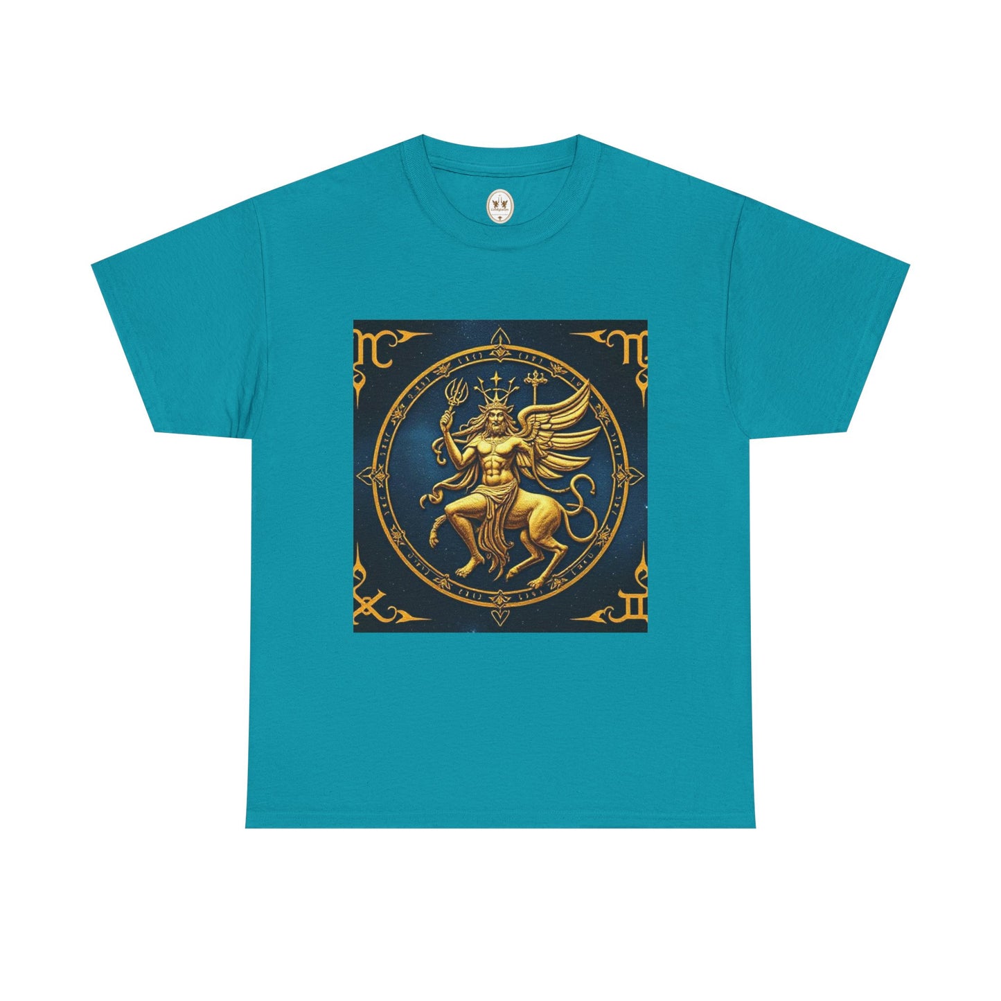 Unisex Heavy Cotton T-Shirt, Gold Angel, Symbol, Virgo Zodiac Design