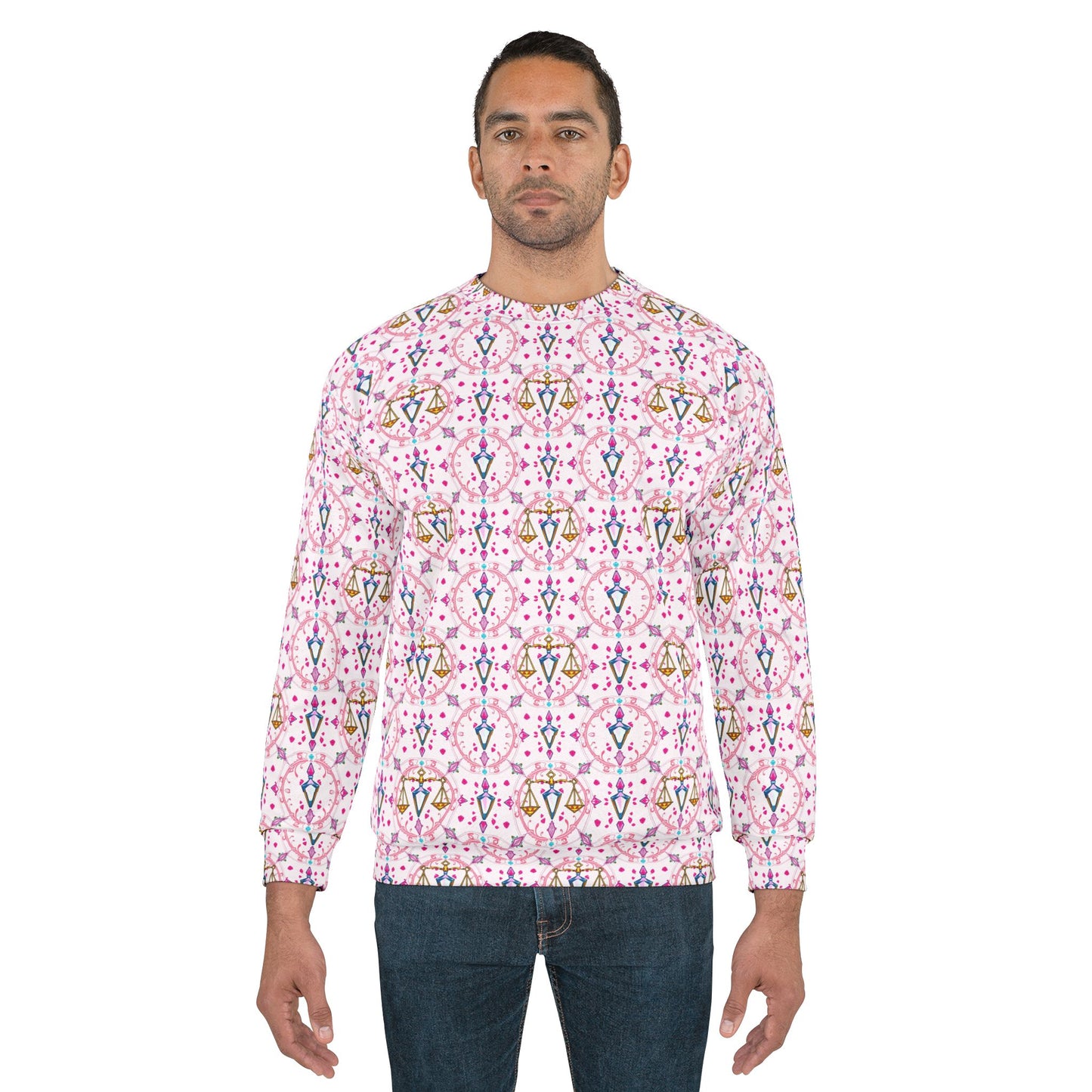 Unisex Sweatshirt (AOP), Libra, Zodiac, Jewel Pattern