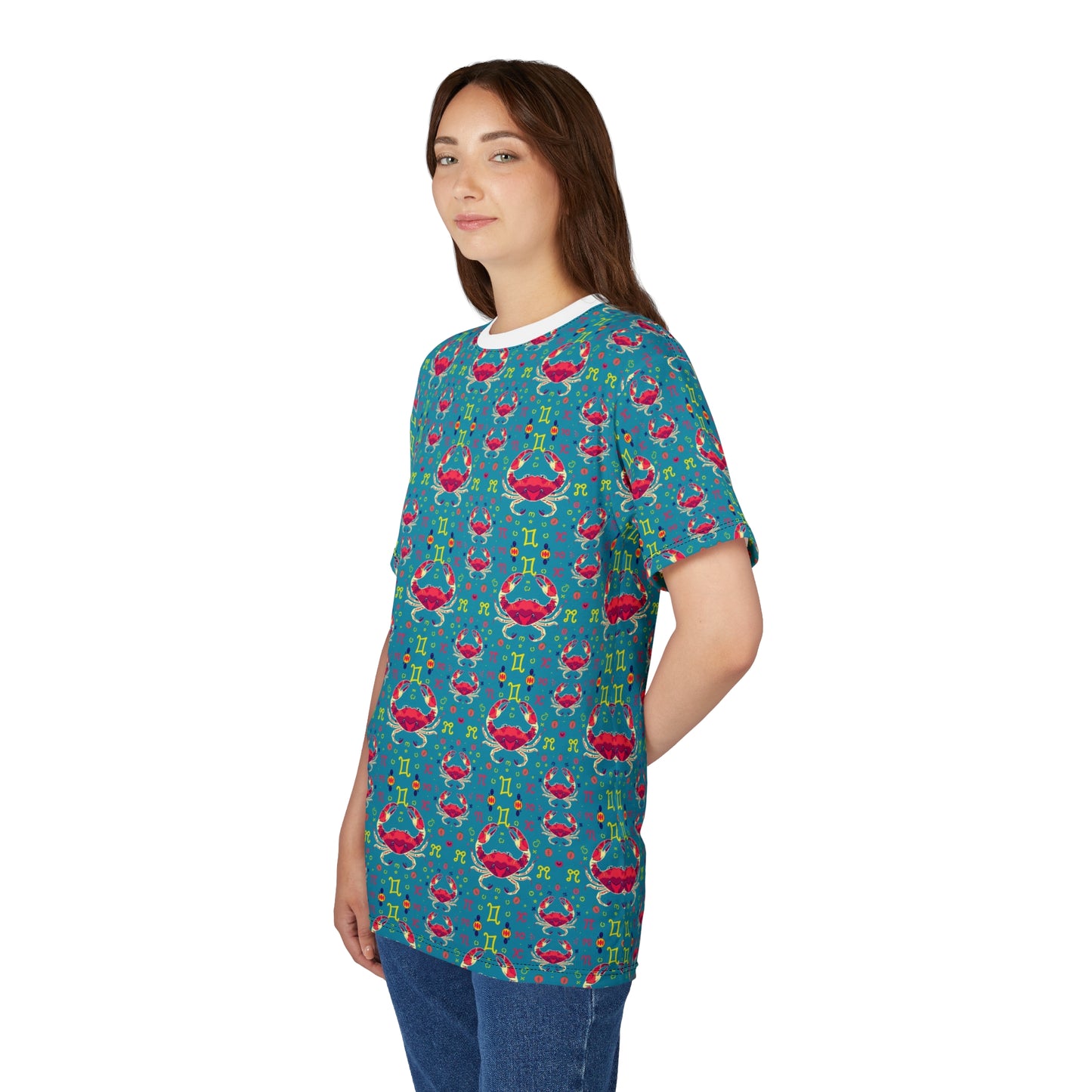 Unisex Cut & Sew T-Shirt, AOP, Cancer, Zodiac v1, Pattern
